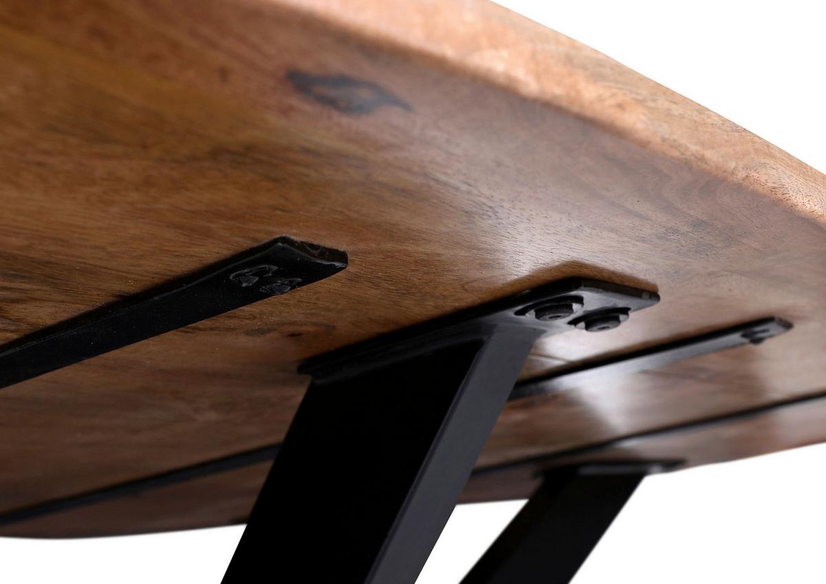 Esstisch Chuck - Schwarz/Naturfarben, Design, Holz/Metall (180/90/76cm) - Livetastic