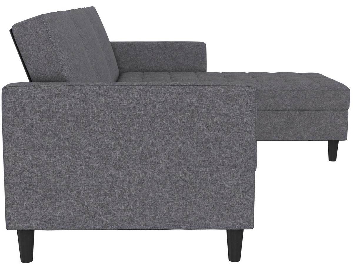 Ecksofa Palermo Grau, mit Stauraum - Schwarz/Grau, Basics, Textil (213/154cm) - Livetastic