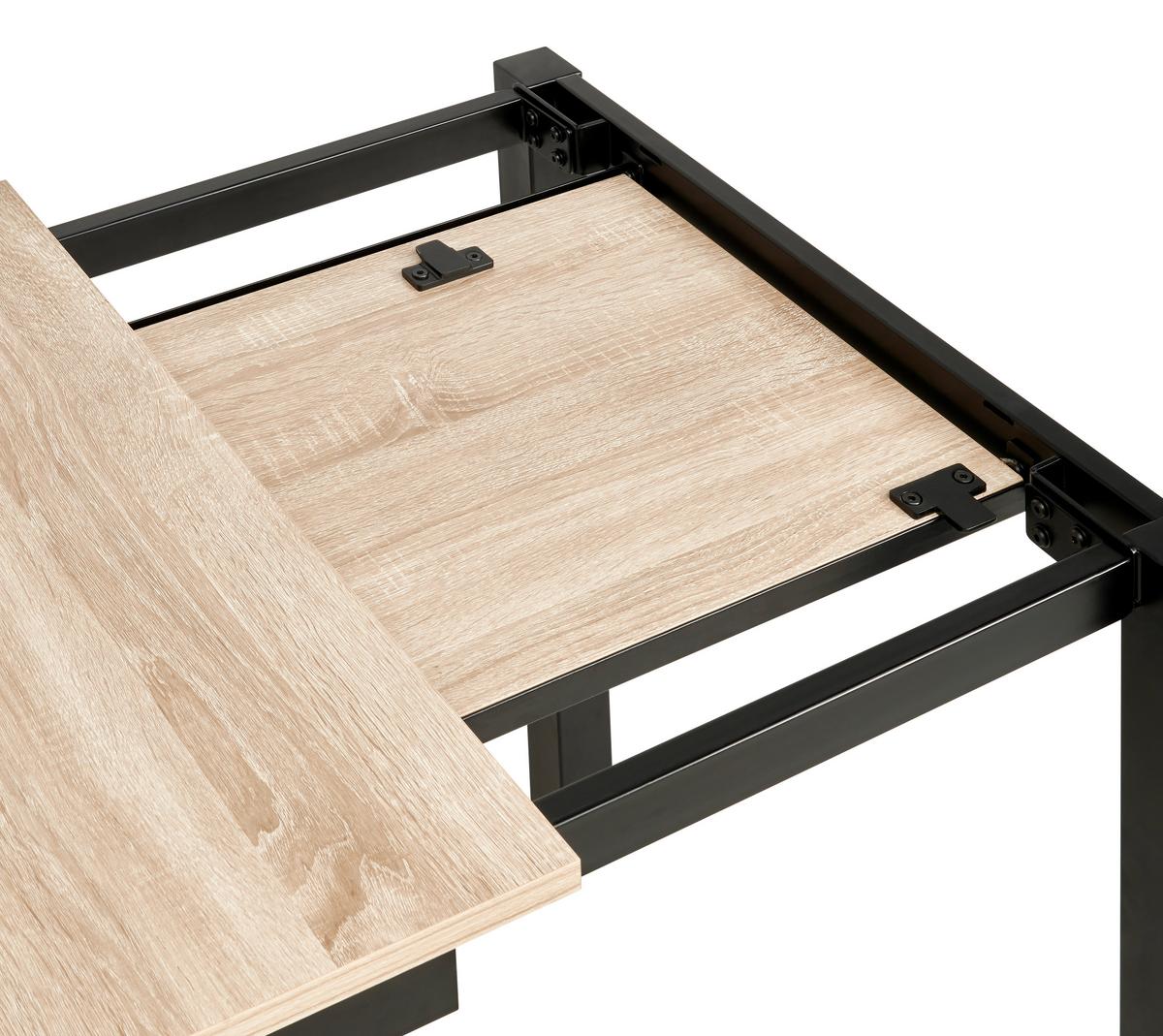 Ausziehtisch Gina 80 cm Mdf Sonoma Dekor, B: 80-120 cm - Schwarz/Sonoma Eiche, KONVENTIONELL, Holzwerkstoff/Metall (80-120/76/70cm) - MID.YOU