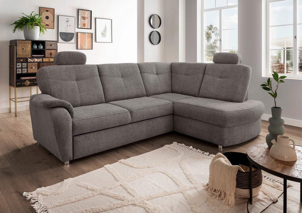 Eckschlafsofa Rosali Graubraun S: 264x180 Cm - Chromfarben/Graubraun, MODERN, Textil (264/180cm) - Livetastic