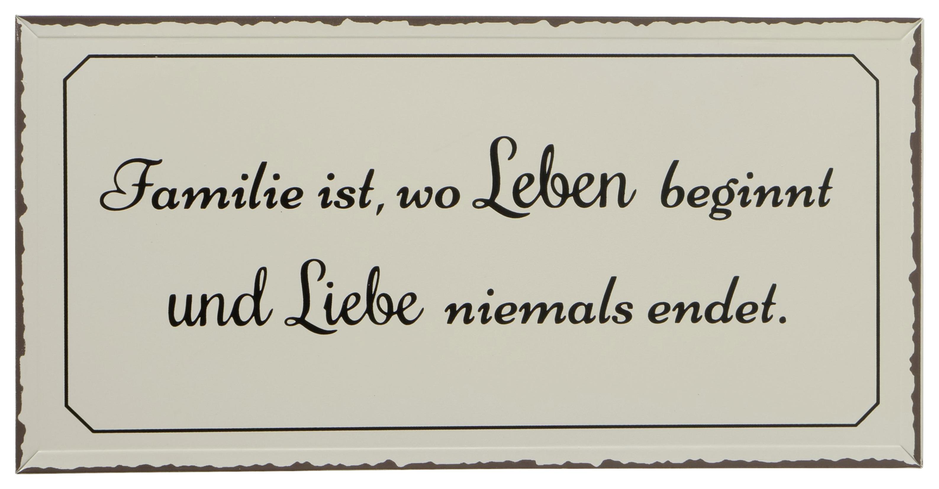 Metallbild Familie Versch. Sprüche 40x20 Cm - Schwarz/Weiß, Basics, Metall (40/20cm)