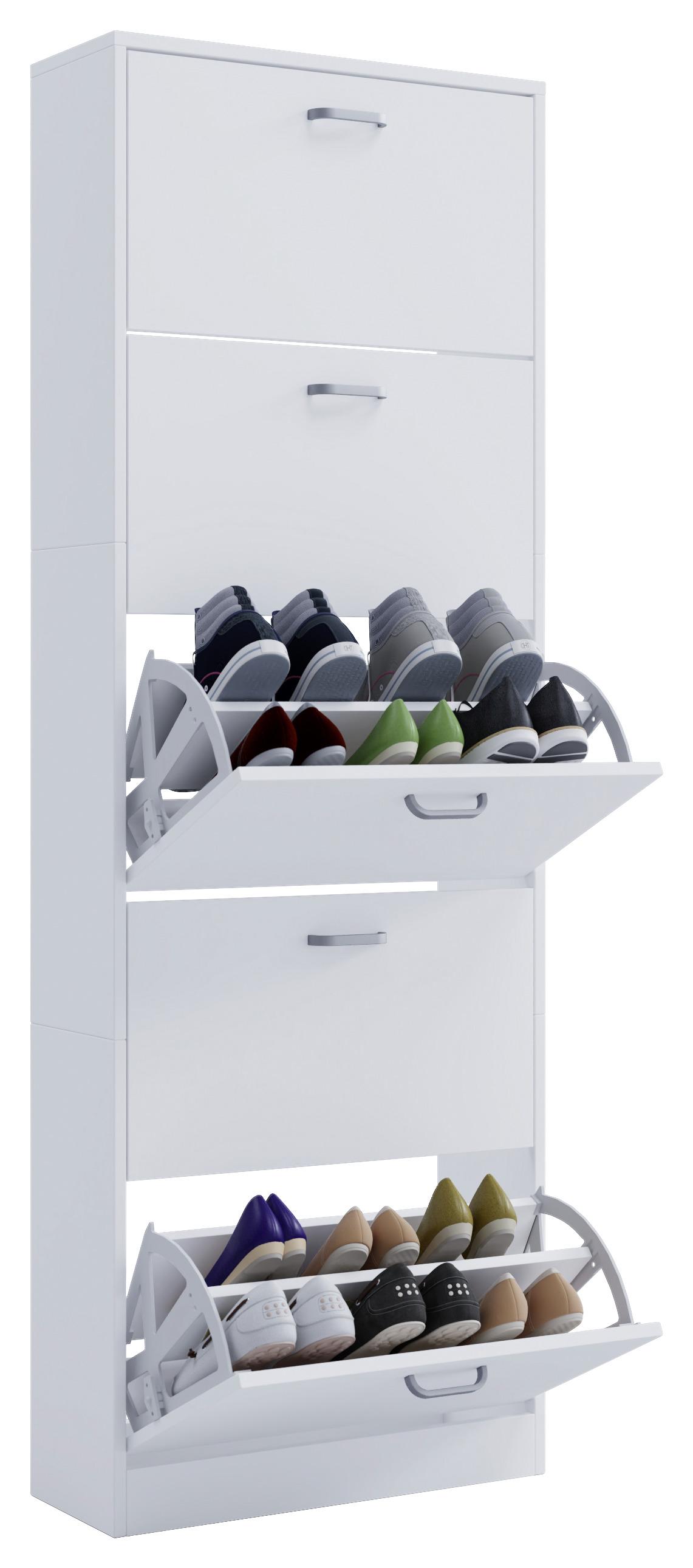 Schuhschrank Sipos Weiß Dekor 5 Klappen B: 59 cm