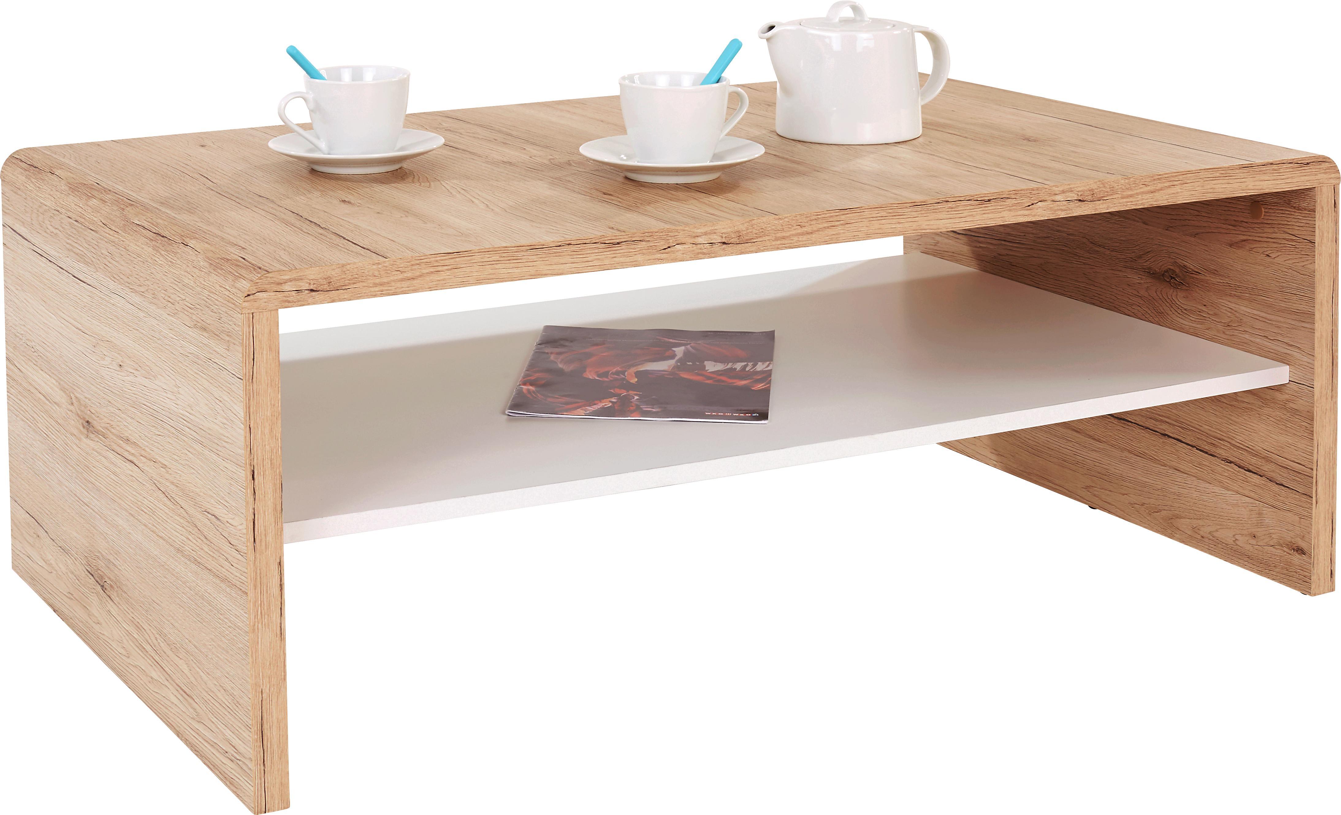 Dohányzóasztal Cala Luna - Tölgyfa/Fehér, modern, Faalapú anyag (100/40/59cm)