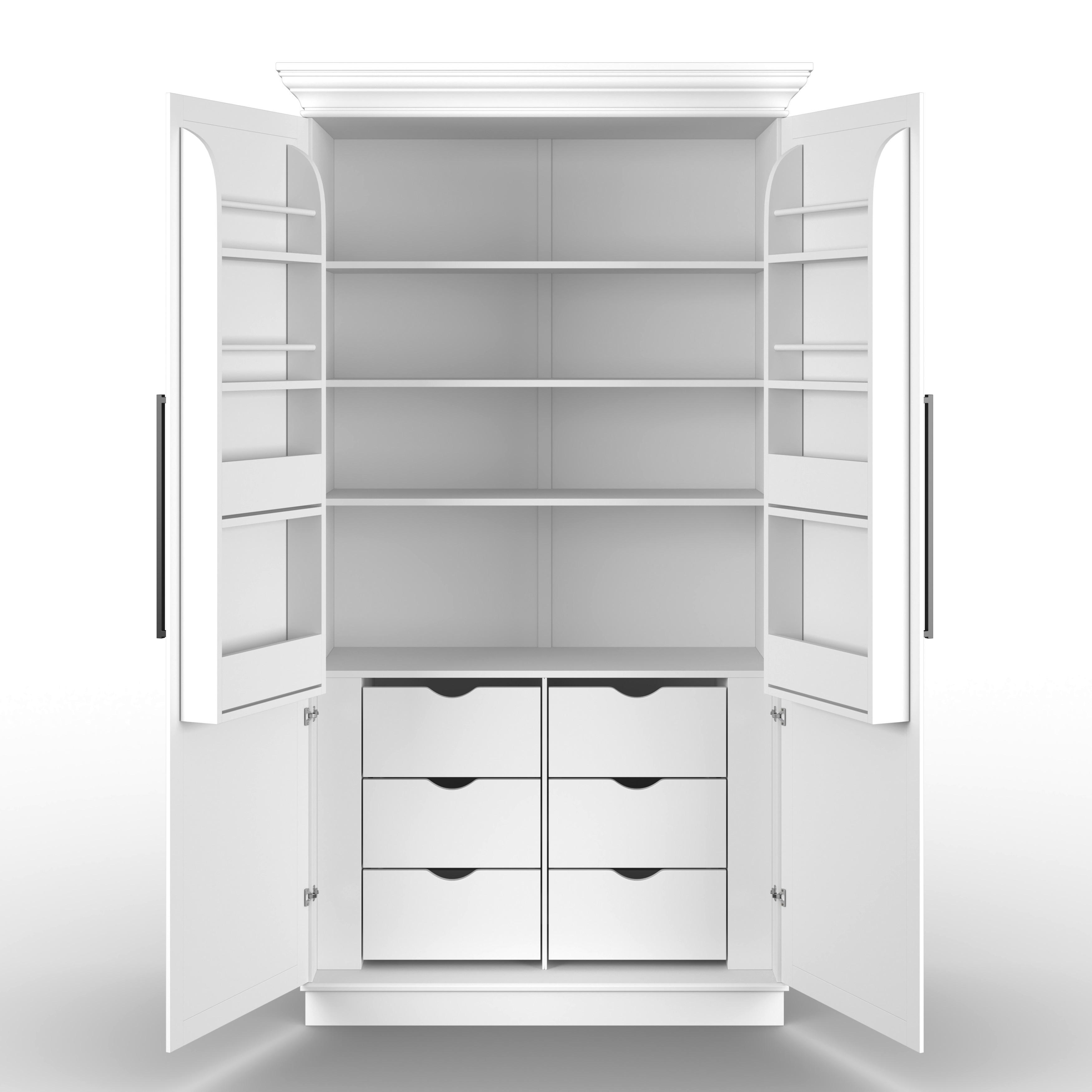 Príborník s vitrínou Alvaro, š: 122 cm - čierna/biela, Modern, kov/kompozitné drevo (121,5/220/55,5cm) - Bessagi Home