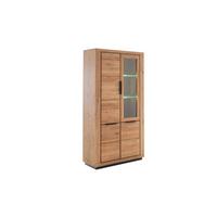 Vitrine 107cm Greno Wildeiche Massiv - Wildeiche/Schwarz, ROMANTIK / LANDHAUS, Glas/Holz (107/200/10cm)