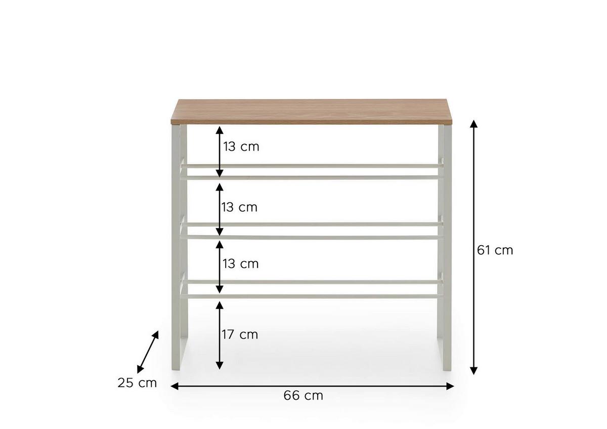 Schuhregal Eiche Artisan B: 66 Cm - Eiche Artisan/Grau, Design, Holzwerkstoff/Metall (66/61/25cm) - MID.YOU