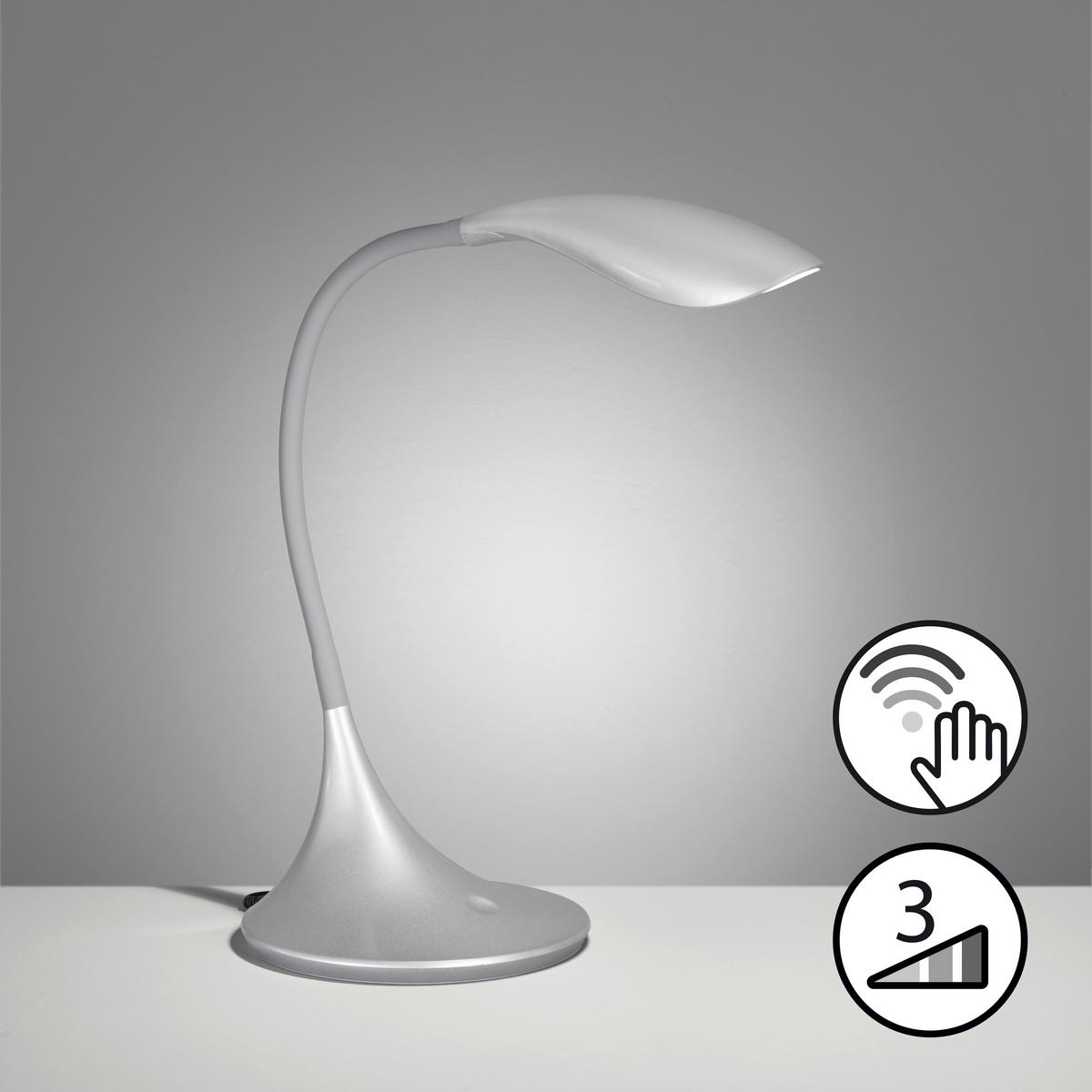 LED-Schreibtischleuchte 50720 Nil - Silberfarben, KONVENTIONELL, Kunststoff (37,5/17cm) - Fischer & Honsel