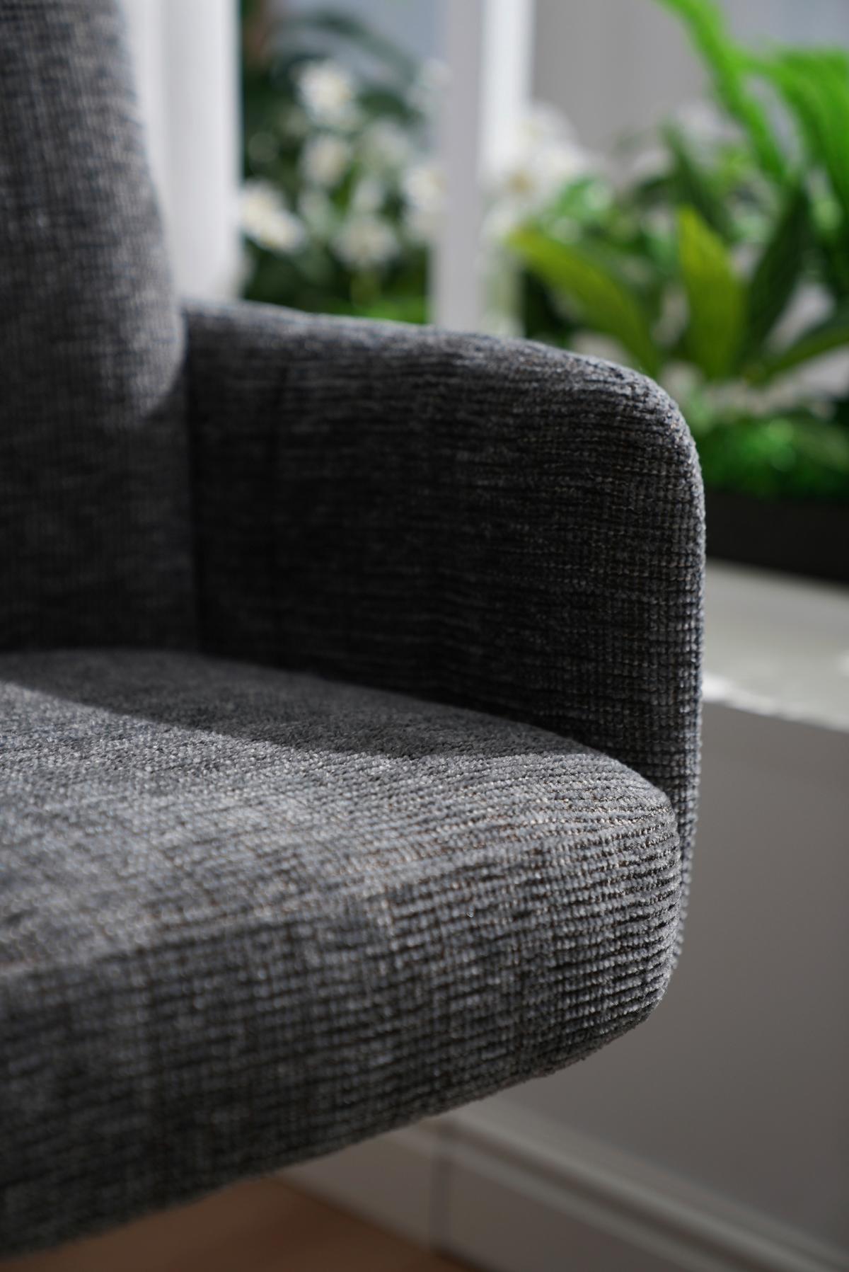 Armlehnstuhl Allison Leinenoptik Grau, B: 58 Cm - Dunkelgrau/Schwarz, LIFESTYLE, Holz/Textil (58/86/64cm) - Livetastic