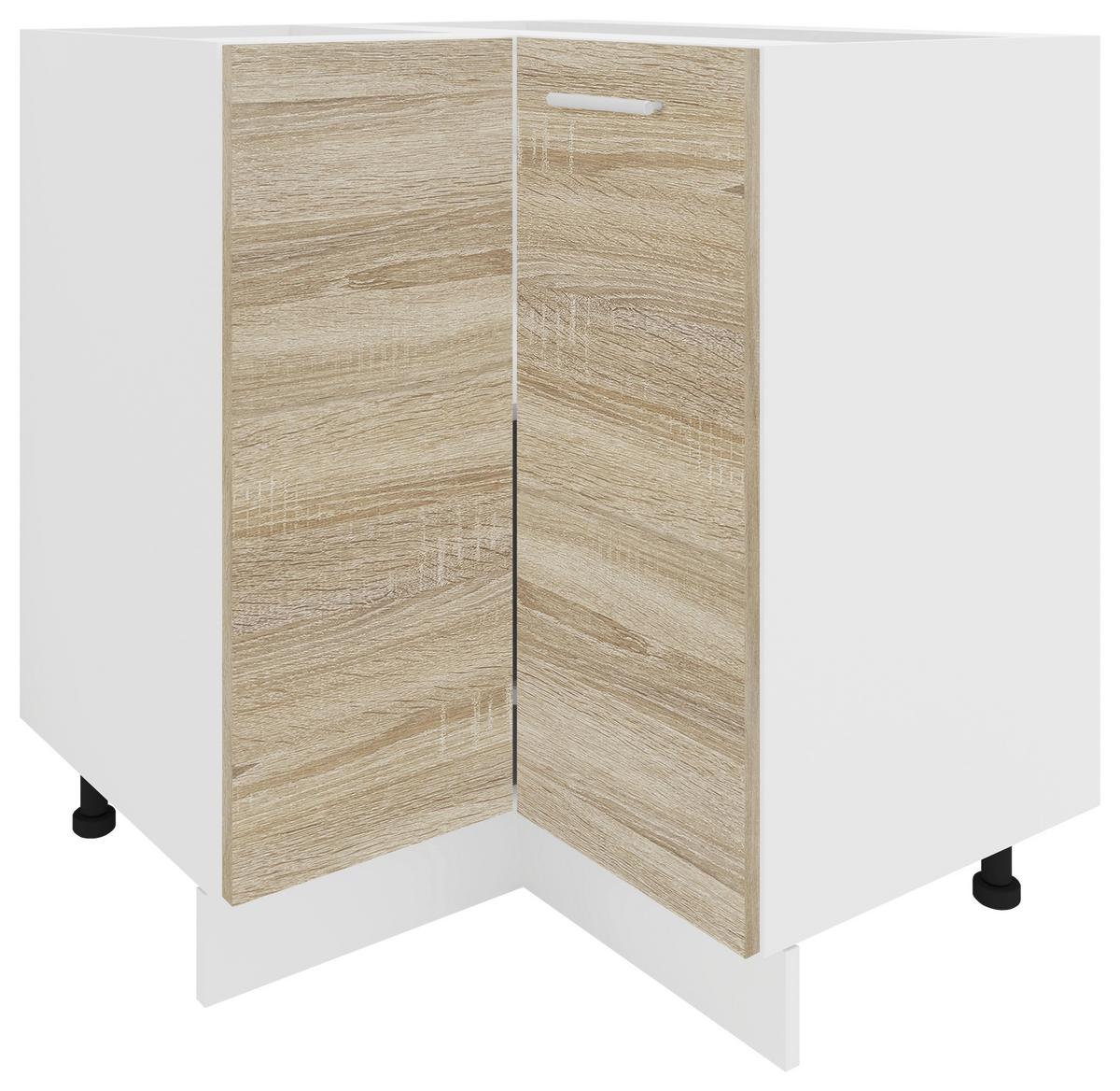 Eckunterschrank Esilo B: 76 cm Weiß/Eiche Dekor - Weiß/Sonoma Eiche, KONVENTIONELL, Holzwerkstoff (76/82/76cm) - MID.YOU