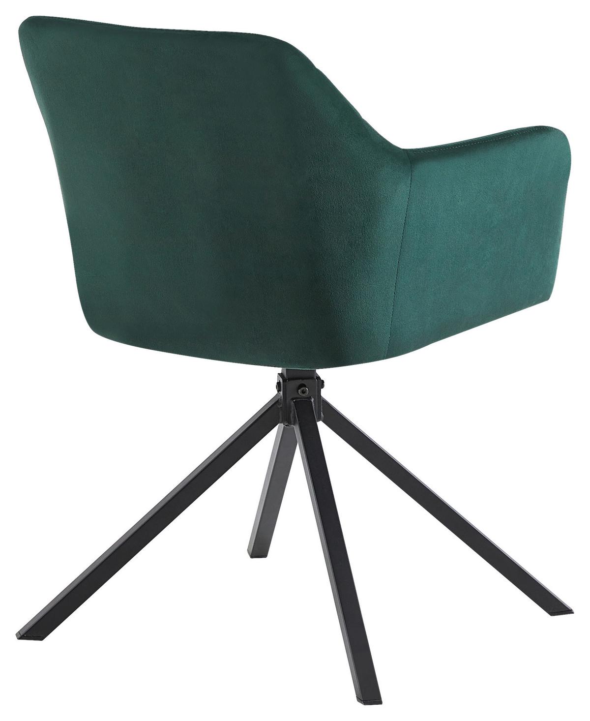 Négylábú Szék Patti - fekete/sötétzöld, Konventionell, textil/fém (56/81/60,5cm)