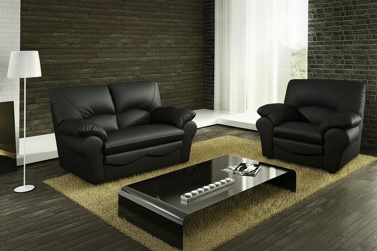 2-Sitzer-Sofa Oslo Schwarz B: 150 cm - Schwarz, Design, Leder (150/92/85cm) - Livetastic