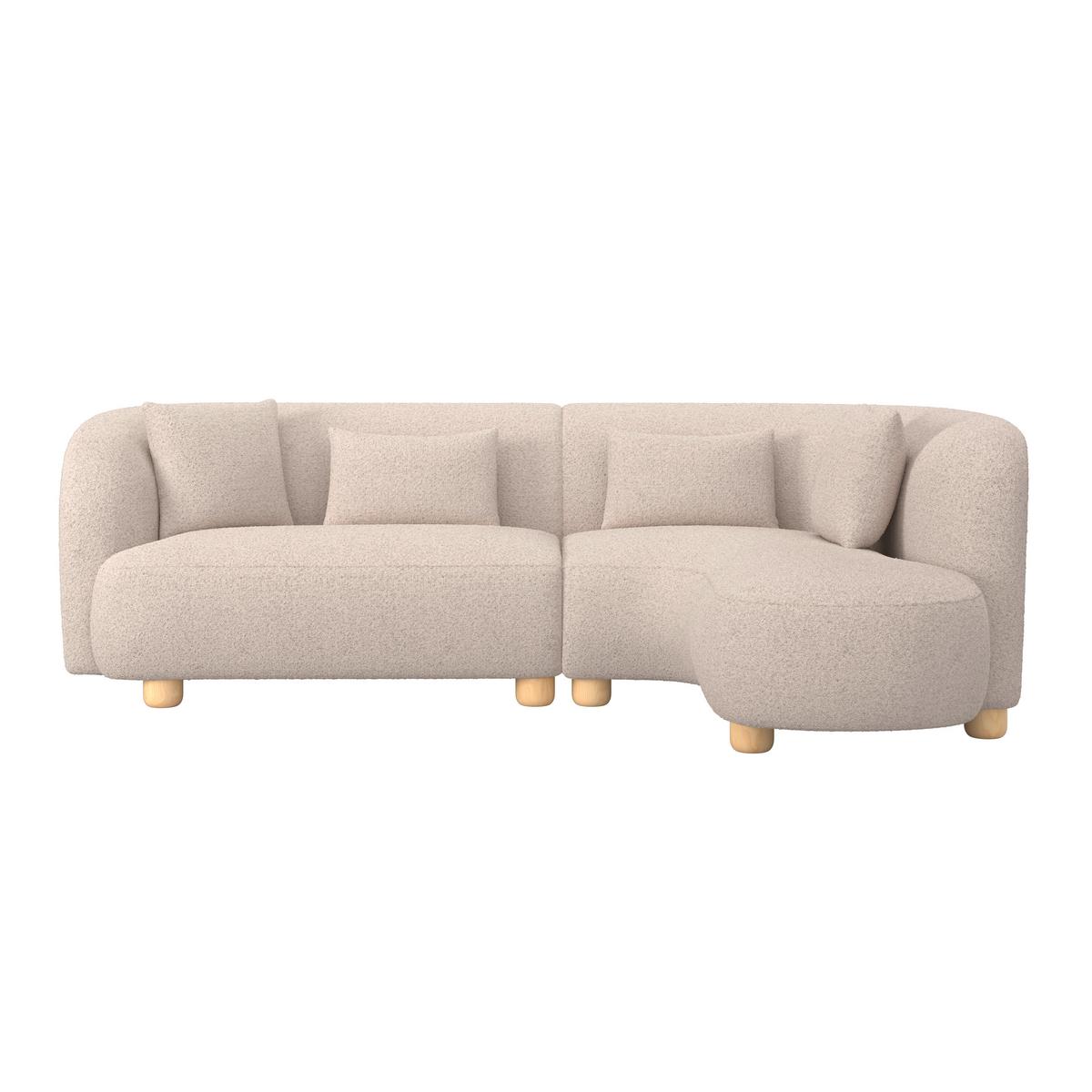 Rohová sedačka ALBA, krémová - barvy dubu/krémová, Moderní, dřevo/textil (256/78/85/166cm) - Bessagi Home