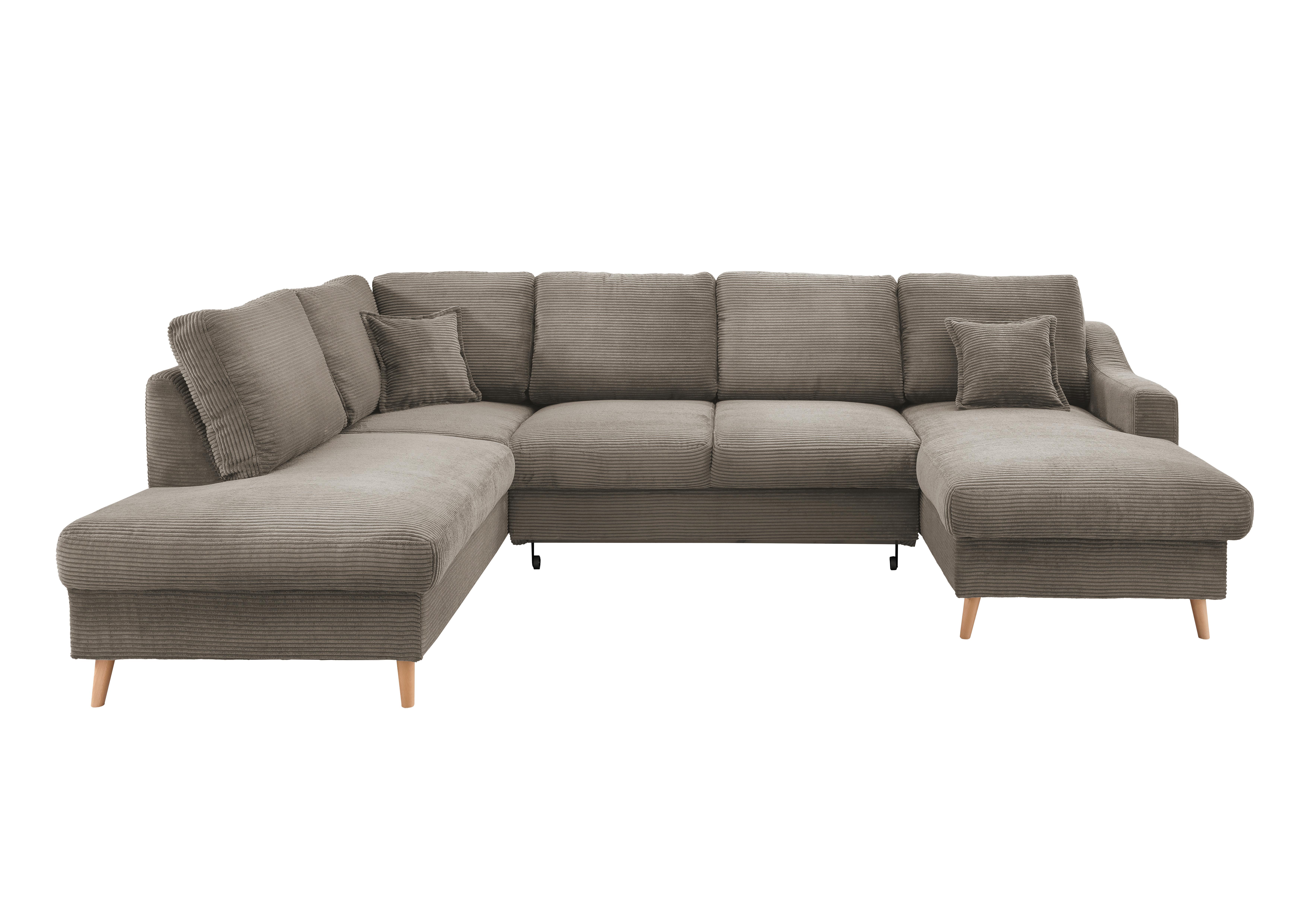 WOHNLANDSCHAFT VALENTINA - Graubraun/Naturfarben, KONVENTIONELL, Textil (200/301/150cm) - P & B