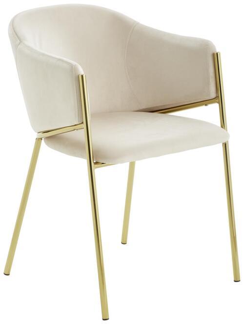 Armlehnstuhl Kronos -Trend Taupefarben/gold - Taupe/Goldfarben, Trend, Holz/Textil (53/77/60cm) - Livetastic