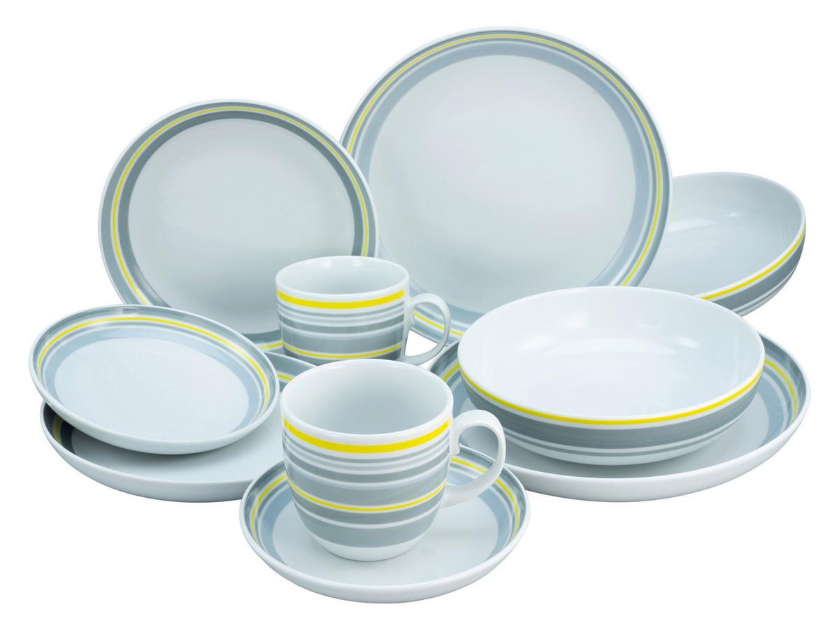 Kombinovaný servis AllRound Trend Line, 10 dielny - žltá/sivá, Trend, keramika (37,5/23/30,5cm) - Creatable