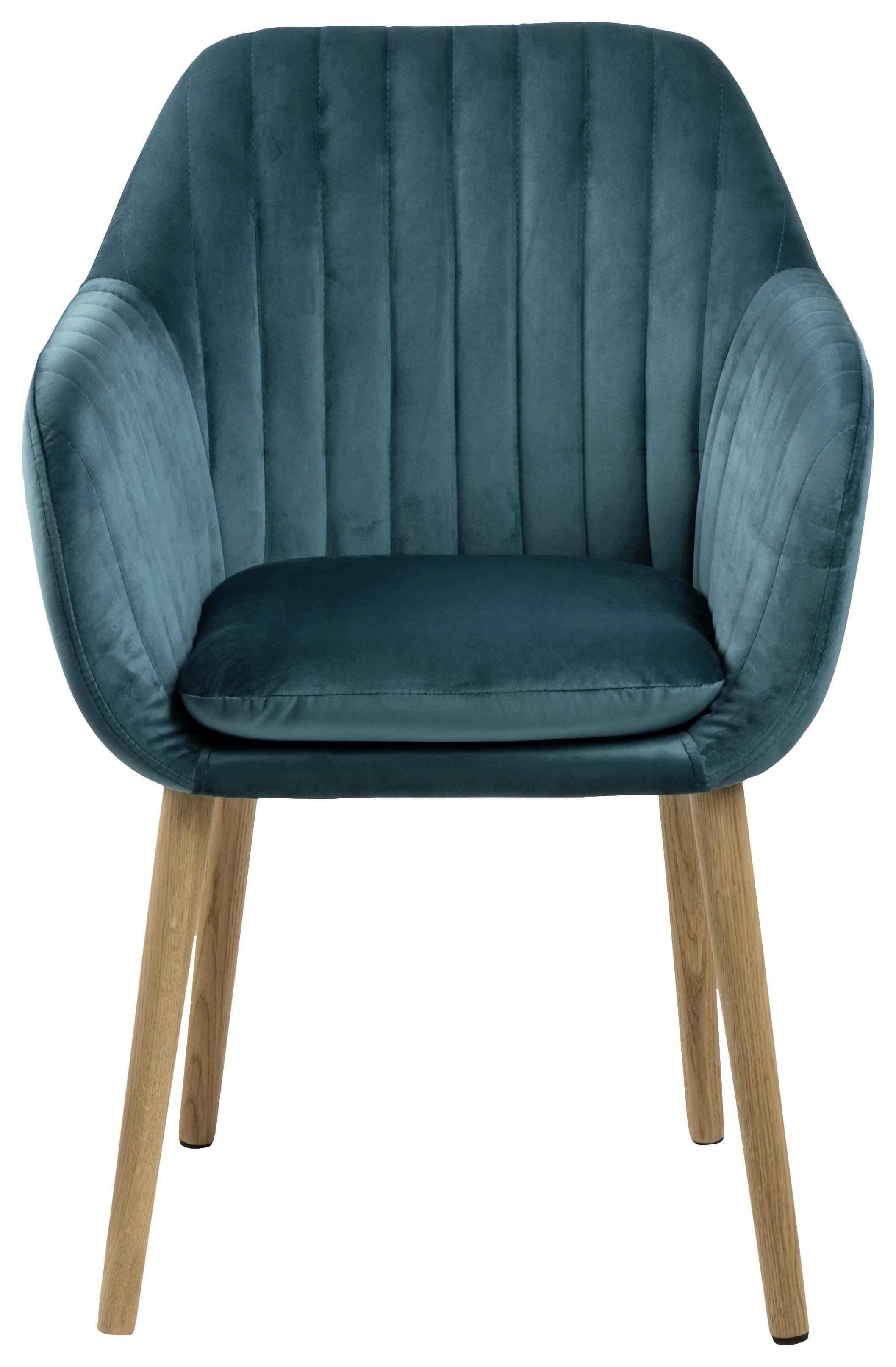 Stolička  podrúčkami EMILIA smaragdová zelená - smaragdovozelená, Design, drevo/textil (57/83/59cm) - Carryhome