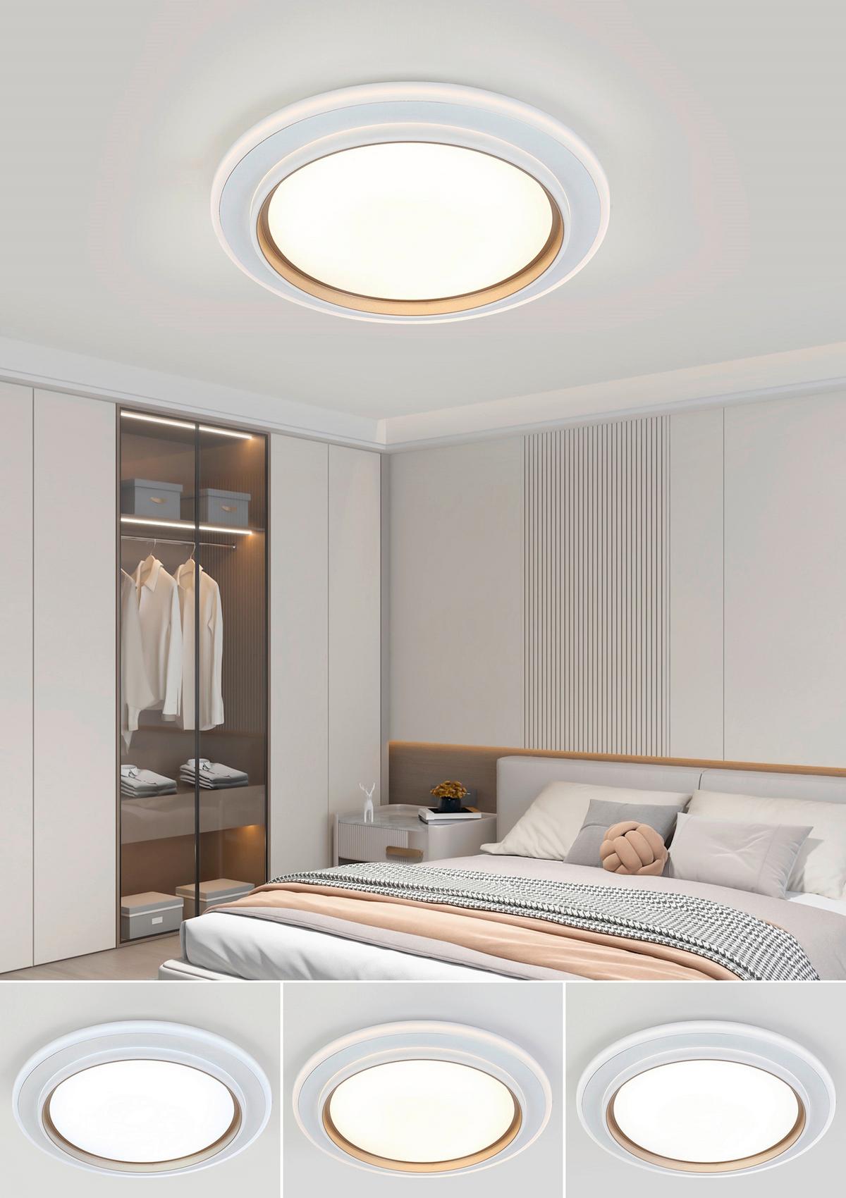 LED-Deckenleuchte Clara - Champagner/Weiß, Basics, Kunststoff/Metall (46/5,5cm) - Luca Bessoni