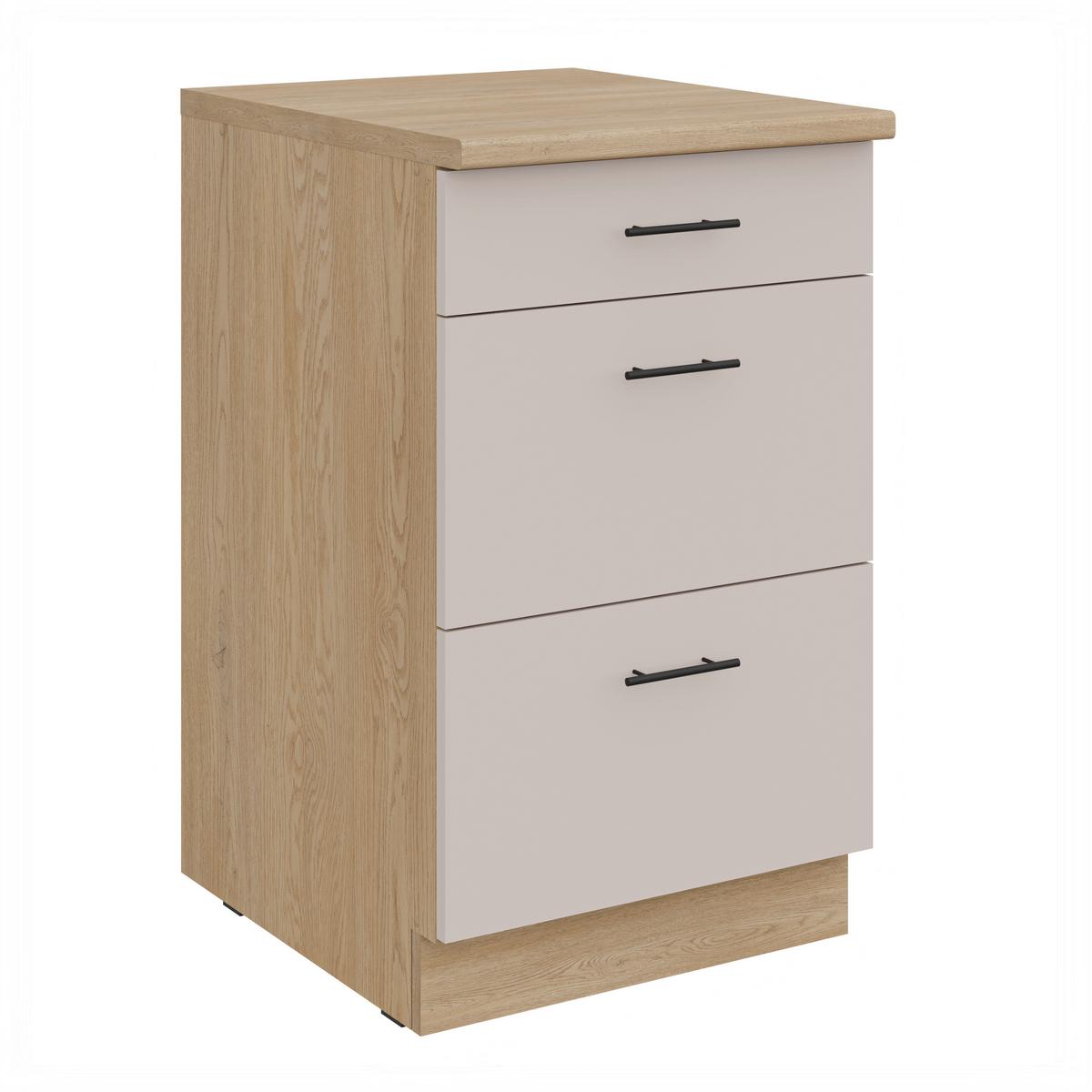 Spodná skrinka FOX II š.50 cm - čierna/kašmírová, kompozitné drevo/plast (50/84,8/60cm)