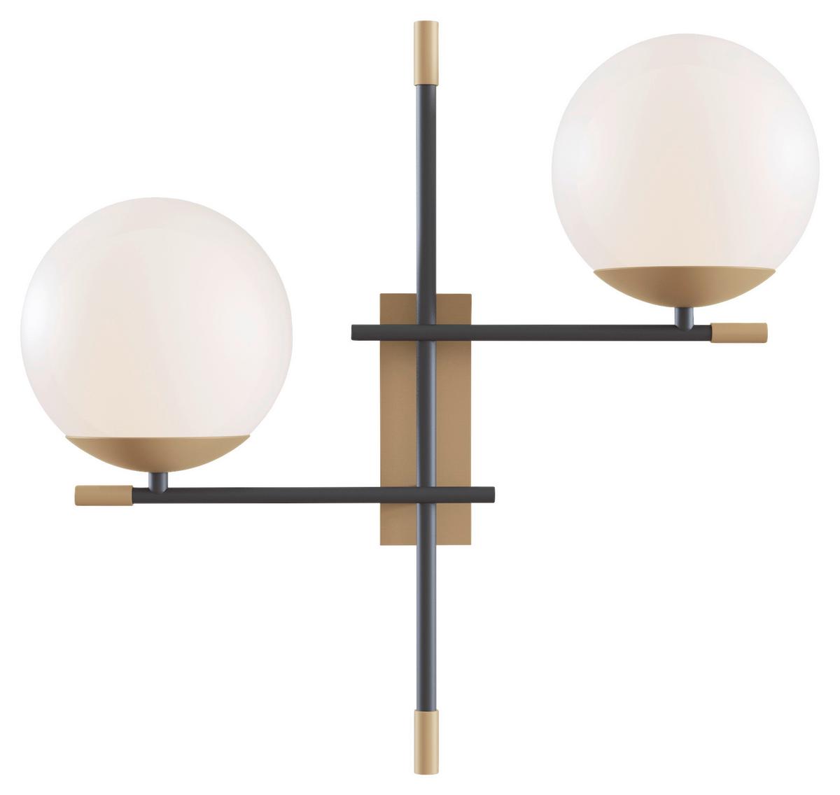 Wandleuchte Nostalgia - Goldfarben/Schwarz, Trend, Glas/Metall (17,5/42/44cm) - MAYTONI