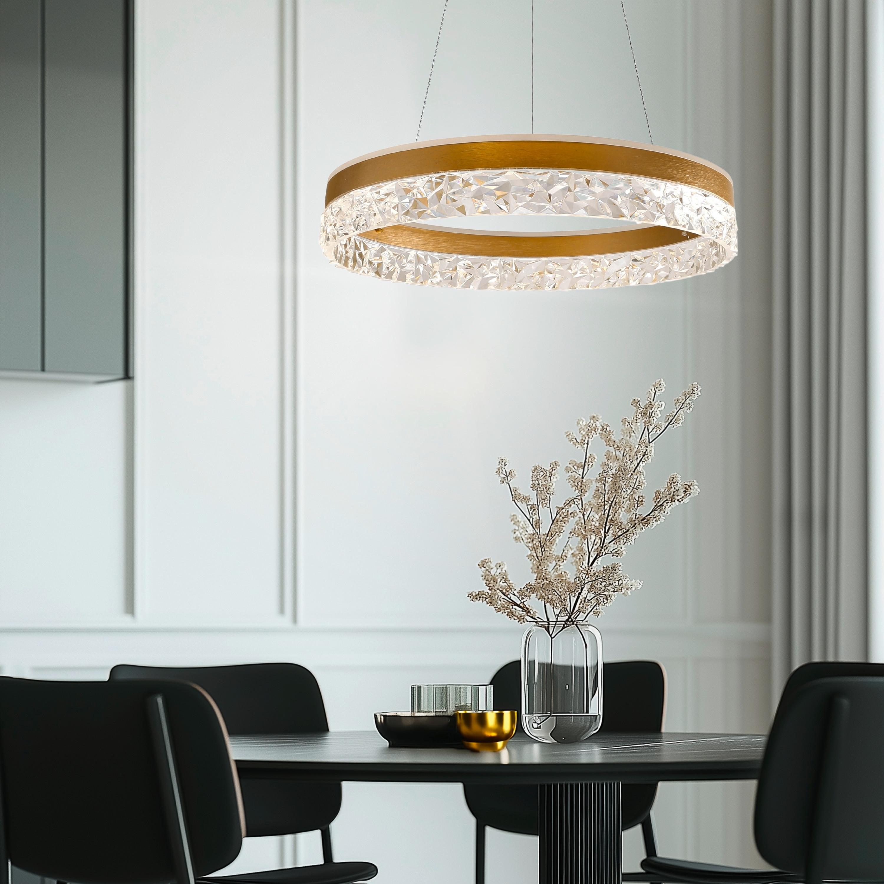 Led-pendelleuchte 31-35554 Frozi - Transparent/Goldfarben, KONVENTIONELL, Kunststoff/Metall (50/50/120cm)