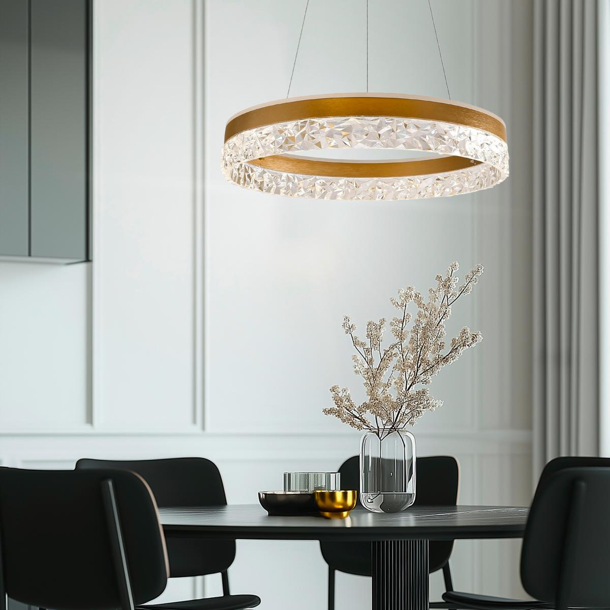 Led-pendelleuchte 31-35554 Frozi - Transparent/Goldfarben, KONVENTIONELL, Kunststoff/Metall (50/50/120cm)