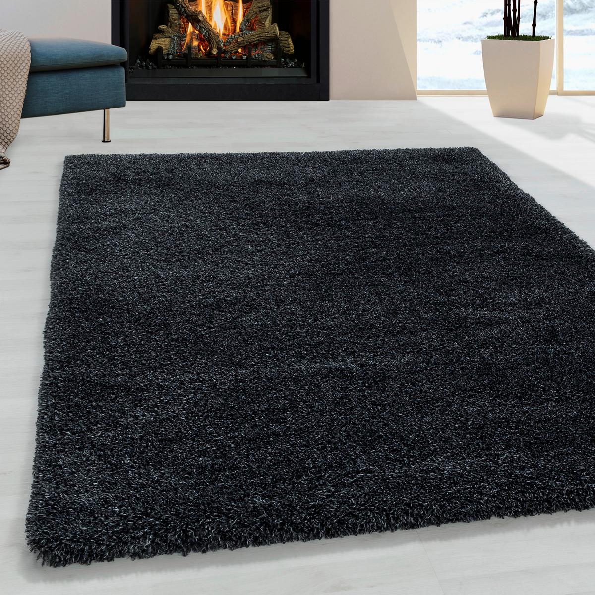Hochflor Teppich Anthrazit Naturfaser Fluffy 280x370 cm - Anthrazit, Basics, Textil (280/370cm)