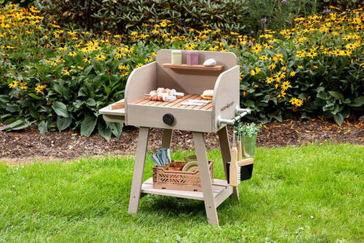 Kindergrill BBQ Chef Holz Grau LxBxH: 68x37x79 cm - Grau, Basics, Holz (68/37/79cm) - MUDDY BUDDY