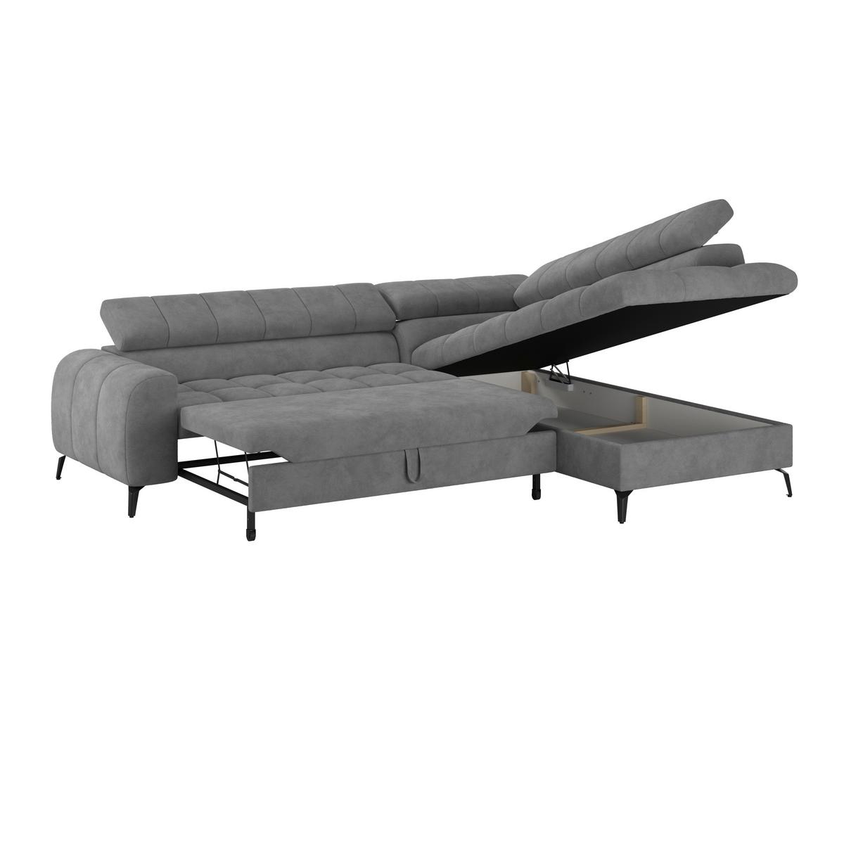 Ecksofa Volf rechts new graublau, S: 261x203 cm - Graublau/Schwarz, Trend, Kunststoff/Textil (261/203cm)