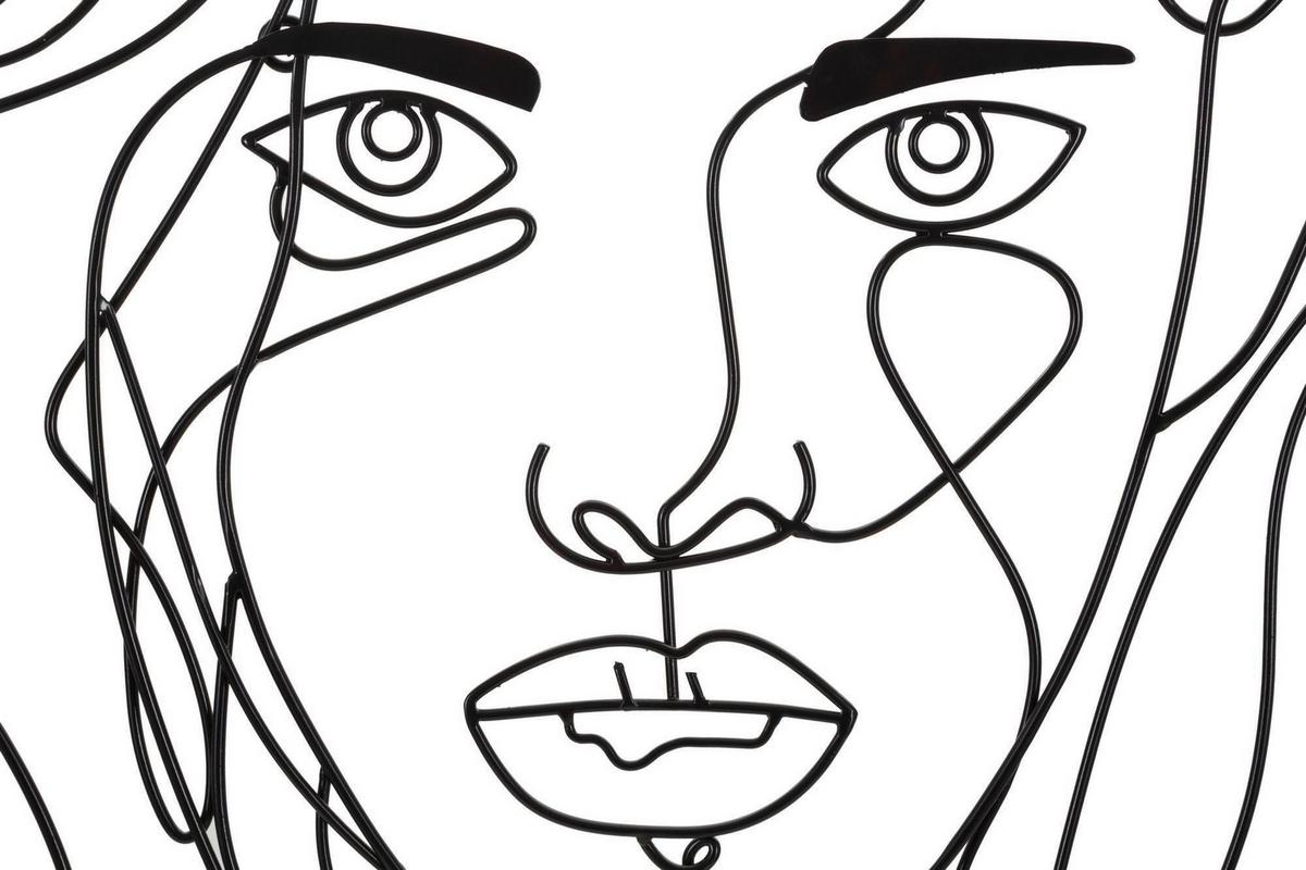 Wanddeko Face Schwarz B: 57 Cm - Schwarz, Basics, Metall (57/80/1.3cm)