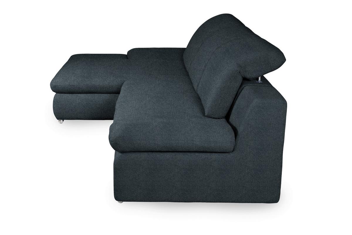 Ecksofa Isona Schwarz Chenille - Chromfarben/Schwarz, Design, Textil (165/286cm) - Livetastic