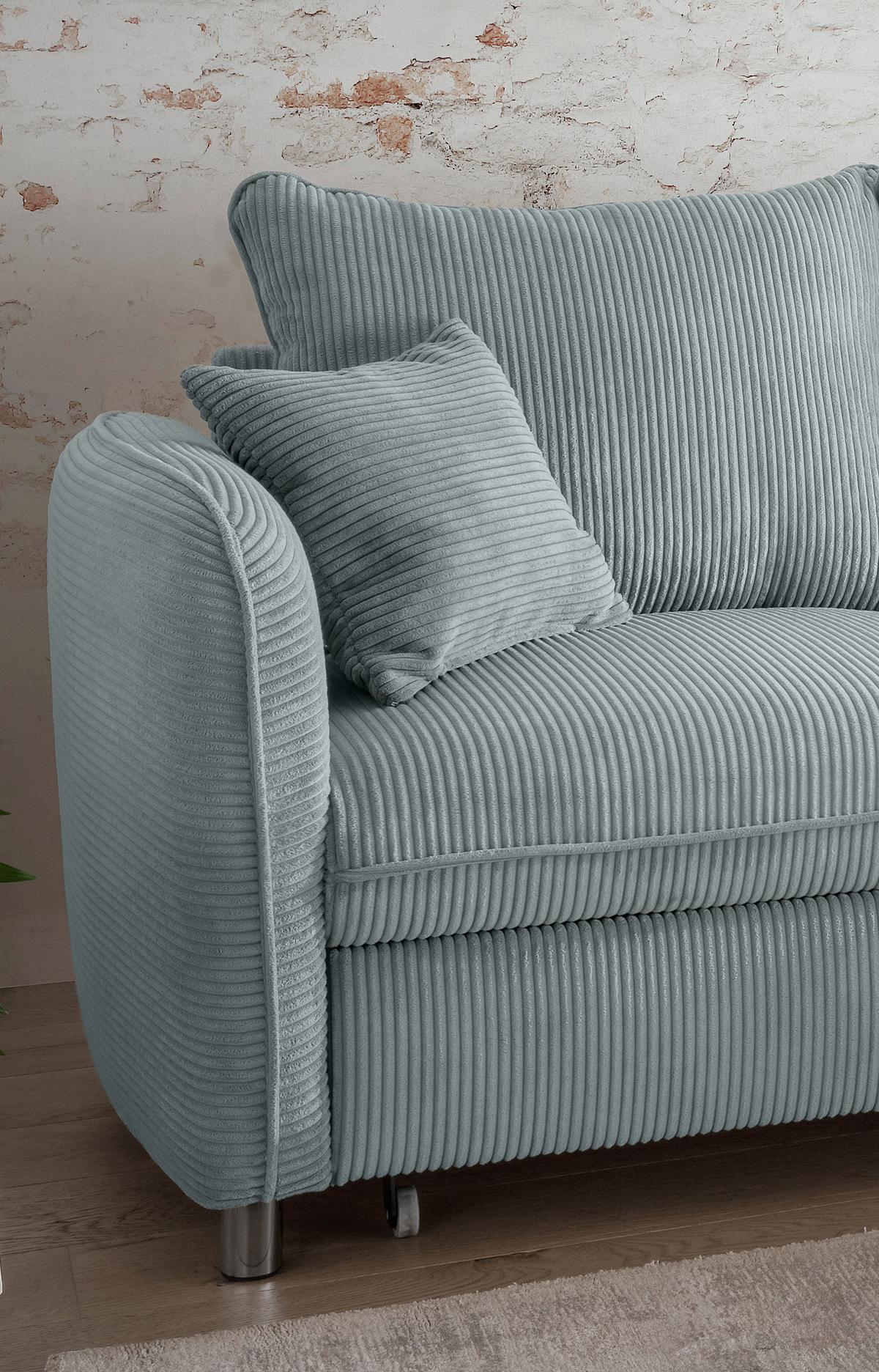 Eckschlafsofa Lauritio Hellblau S: 254x160 cm - Chromfarben/Hellblau, MODERN, Textil (254/160cm) - Livetastic