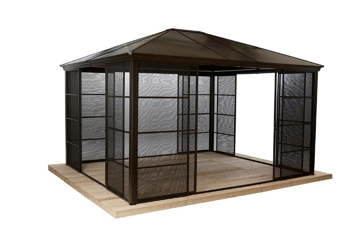Pavillon Castel 427x362 cm Wetterfest Gartenpavillon - Bronzefarben, Basics, Kunststoff/Metall (427/296/362cm)