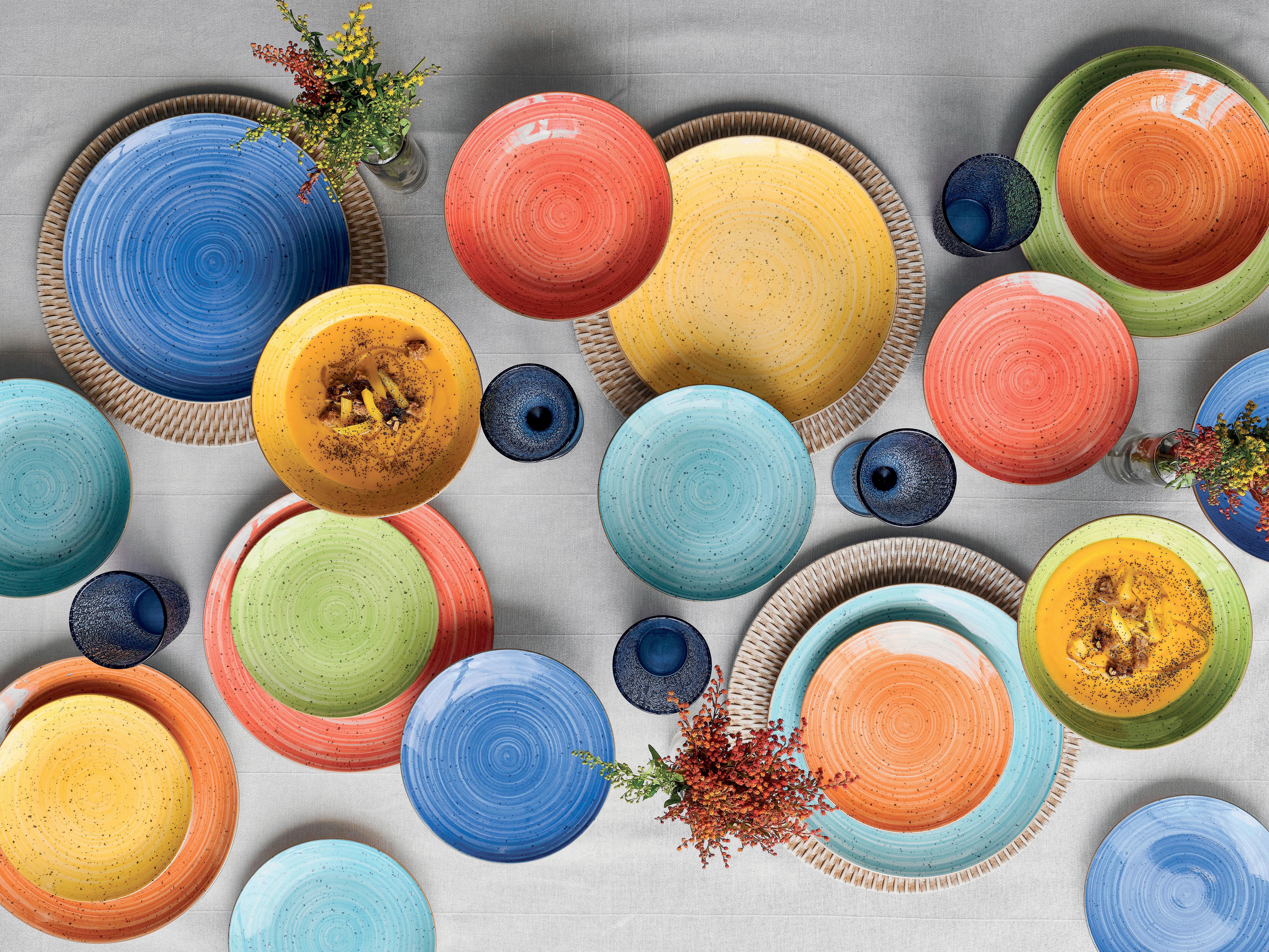 Étkészlet Madison 18 Részes - sárga/világoskék, Basics, kerámia