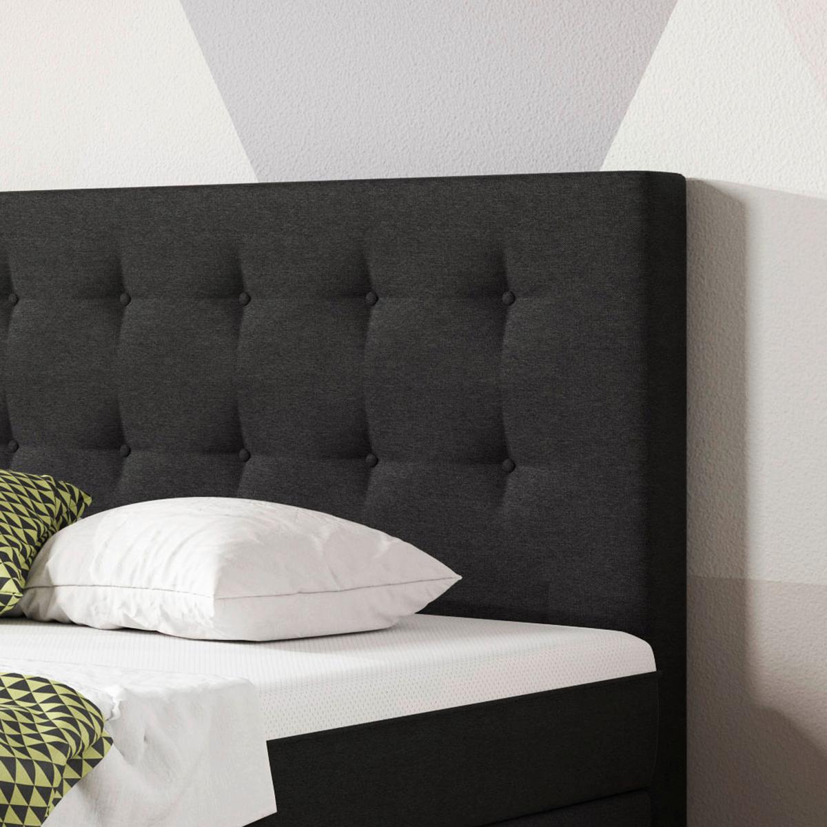 Boxspringbett 140x200 Cm Köln Plus - Silberfarben/Schwarz, KONVENTIONELL, Textil (140/115/210cm) - MID.YOU