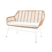 Sitzbank Naturfarben/weiß B: 120 Cm - Naturfarben/Weiß, MODERN, Kunststoff/Metall (120/85/69cm) - Livetastic