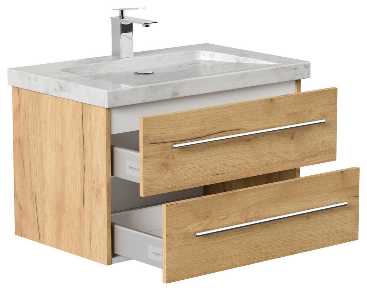 WASCHTISCHKOMBI Yamo, Eichefarben B: 75 cm - Eichefarben, Basics, Holzwerkstoff/Stein (75cm) - MID.YOU