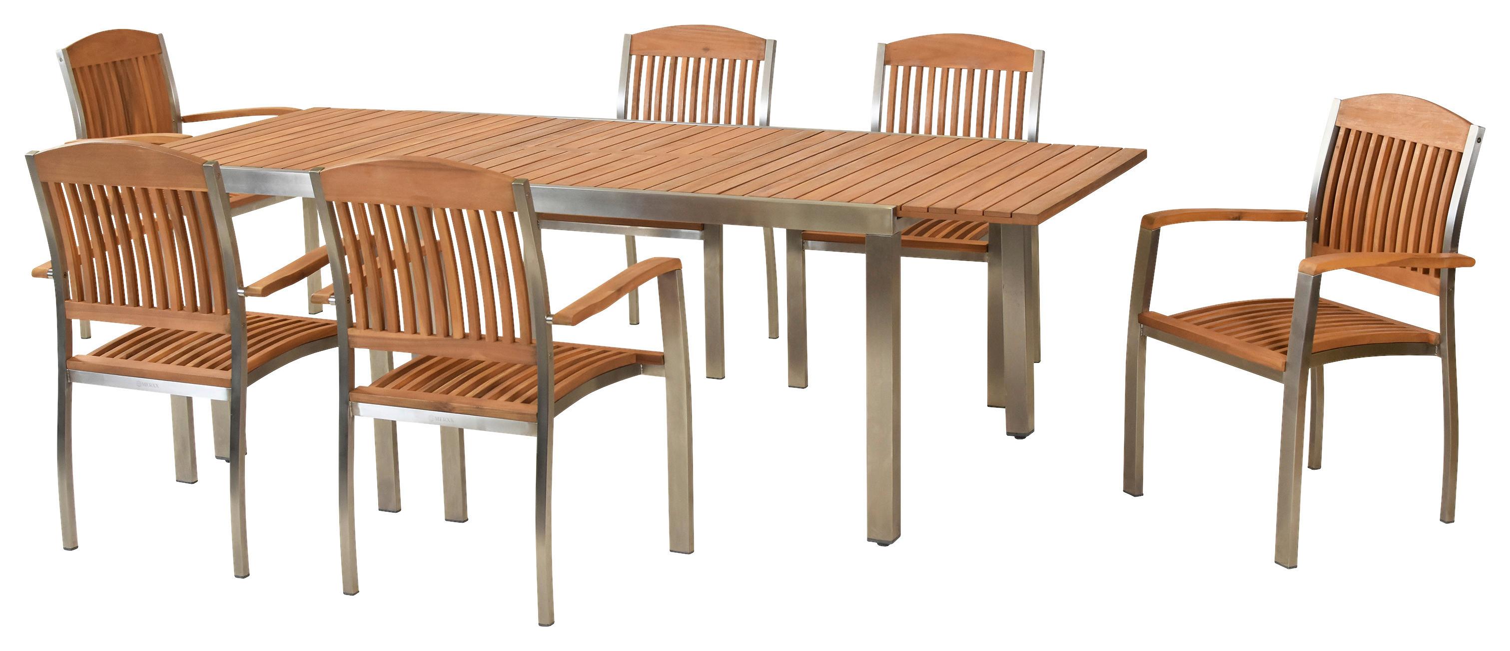 Gartenset Keros - Silberfarben/Naturfarben, MODERN, Holz/Metall - Gardenson