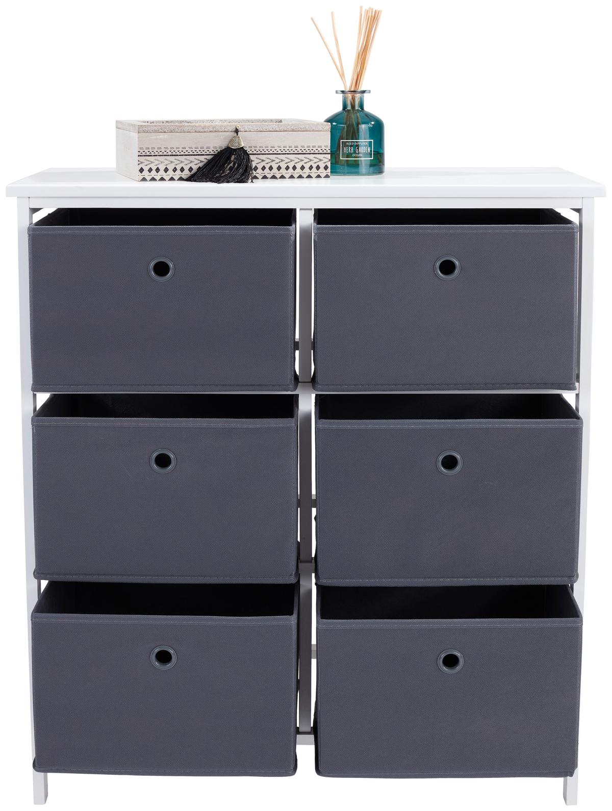 Regal inkl. Boxen Oliver B: 70 cm, Weiß/Grau - Weiß/Grau, MODERN, Holzwerkstoff/Textil (70/80/30cm)