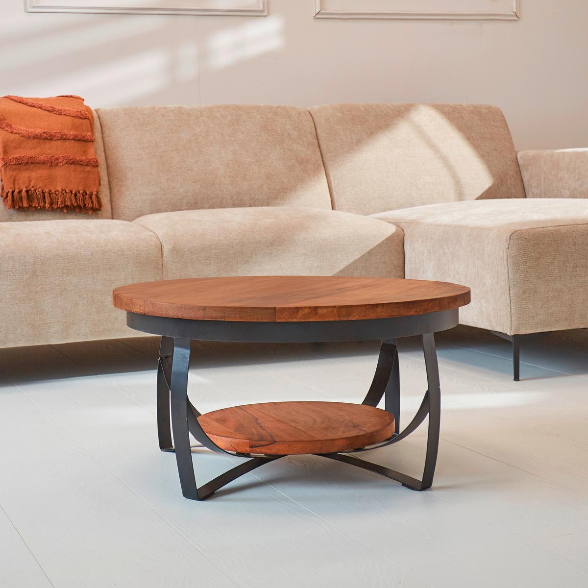 Couchtisch Ocala Braun/schwarz, 70 Cm - Schwarz/Braun, MODERN, Holz/Metall (70/70/35cm) - MID.YOU