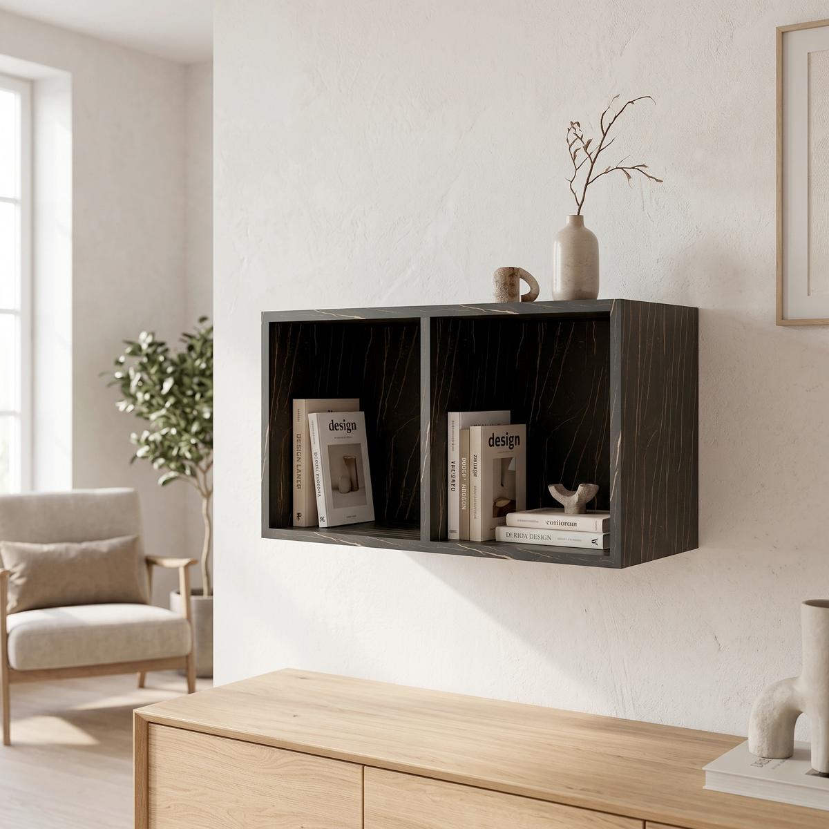 Wandregal Las Vegas Schwarz B: 60 cm - Schwarz, MODERN, Holzwerkstoff (60/36/37cm) - Vertico