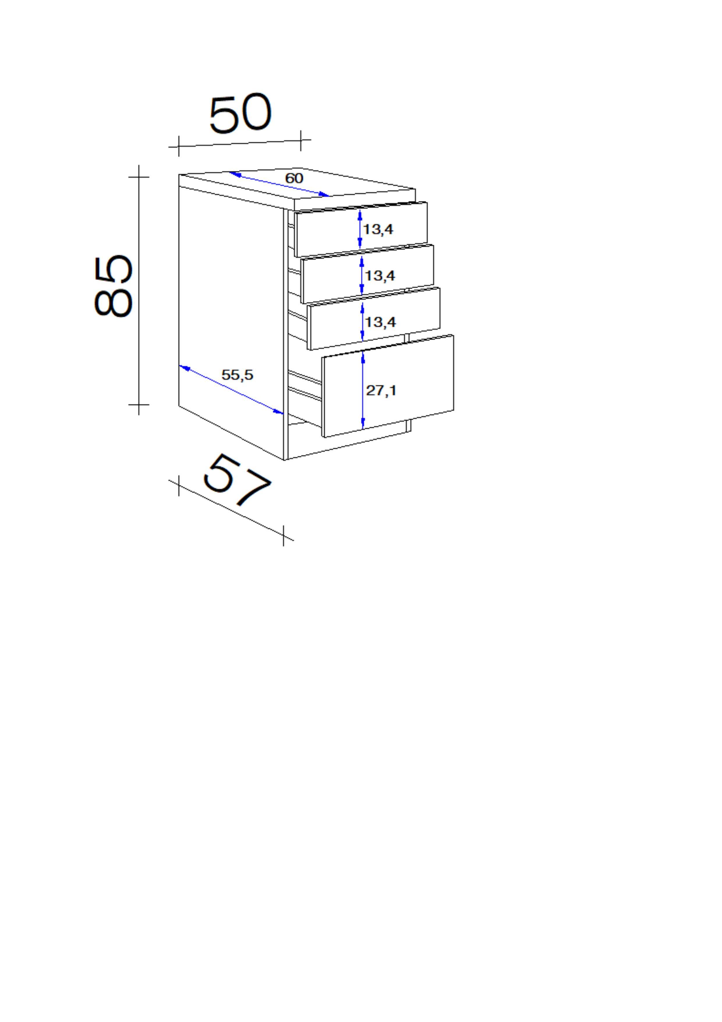 Spodní skřiňka NANO dekor buk 50 - barvy buku/béžová, kompozitní dřevo/plast (50/85/60cm) - MID.YOU