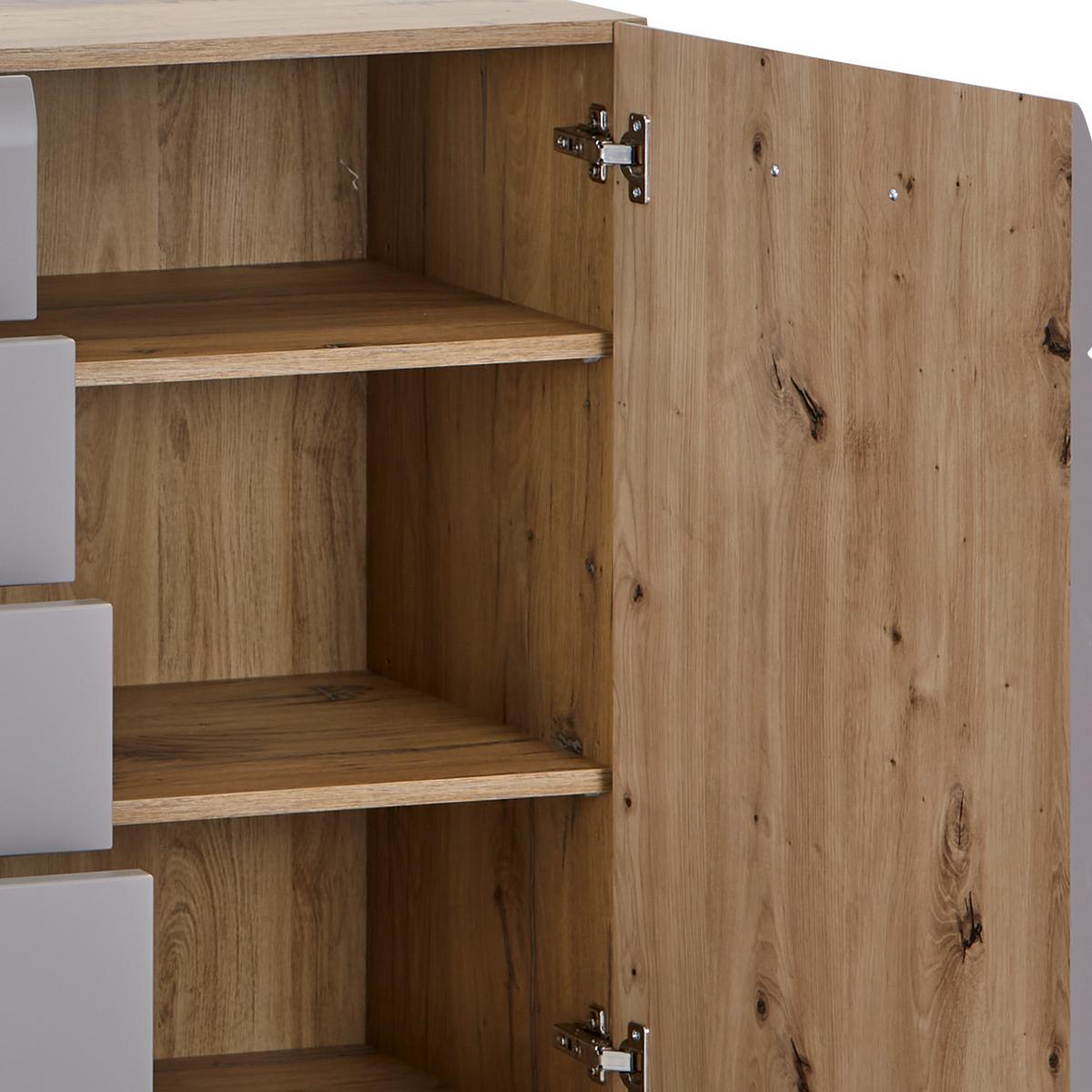 Kommode mit Griffleiste 150 cm Auris Eiche Dekor/Basalt - MODERN, Holzwerkstoff (150/81,3/43,1cm) - Luca Bessoni