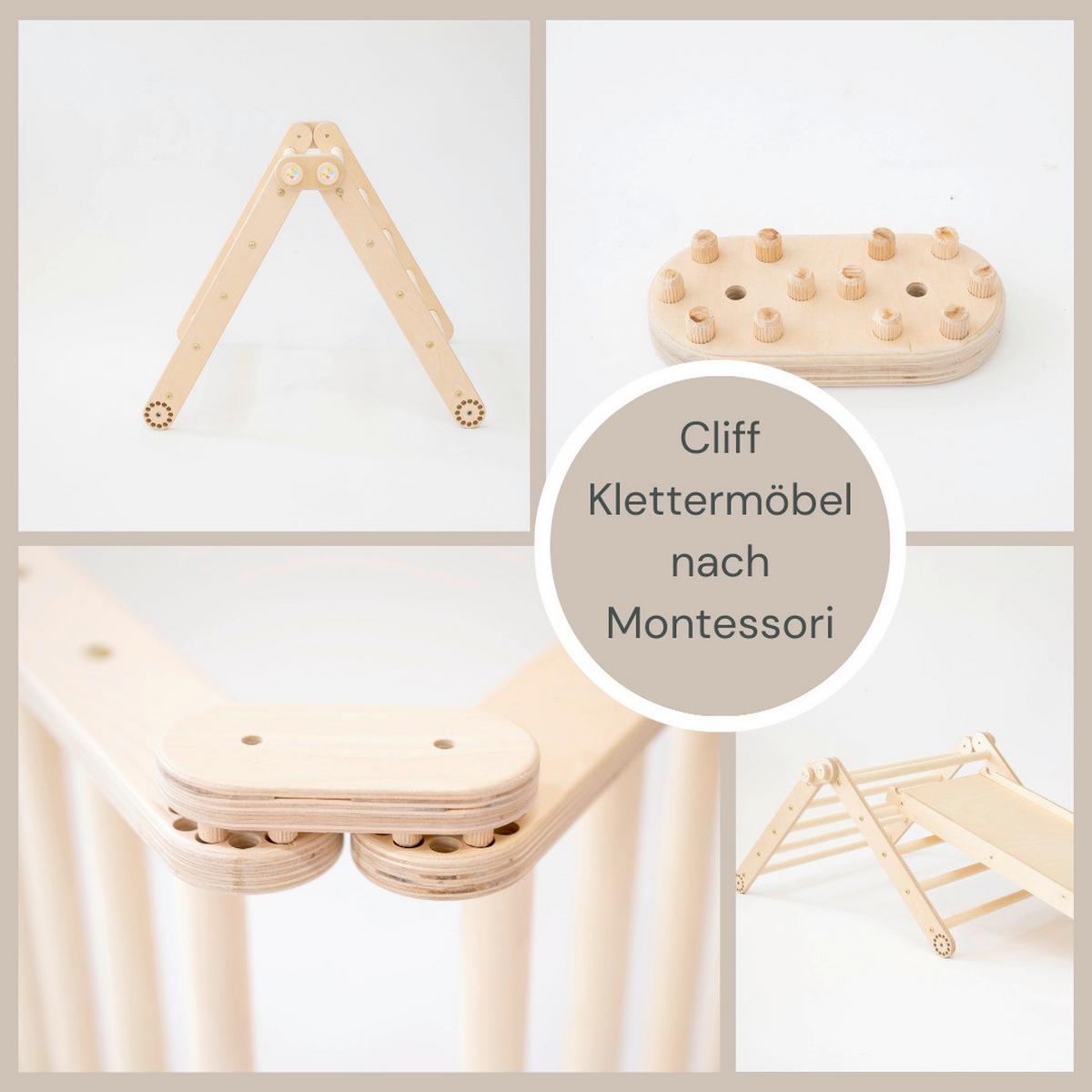 Kletterdreieck mit Rutsche natur - Birkefarben, Basics, Holz (110/36/6cm)