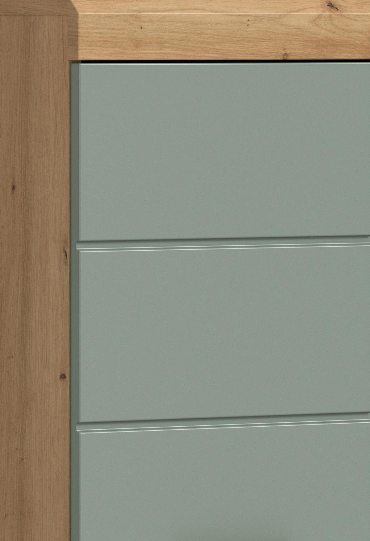 Midischrank Scout Salbeigrün B: 74 cm - Salbeigrün/Schwarz, MODERN, Holzwerkstoff (74/141/31cm) - MID.YOU