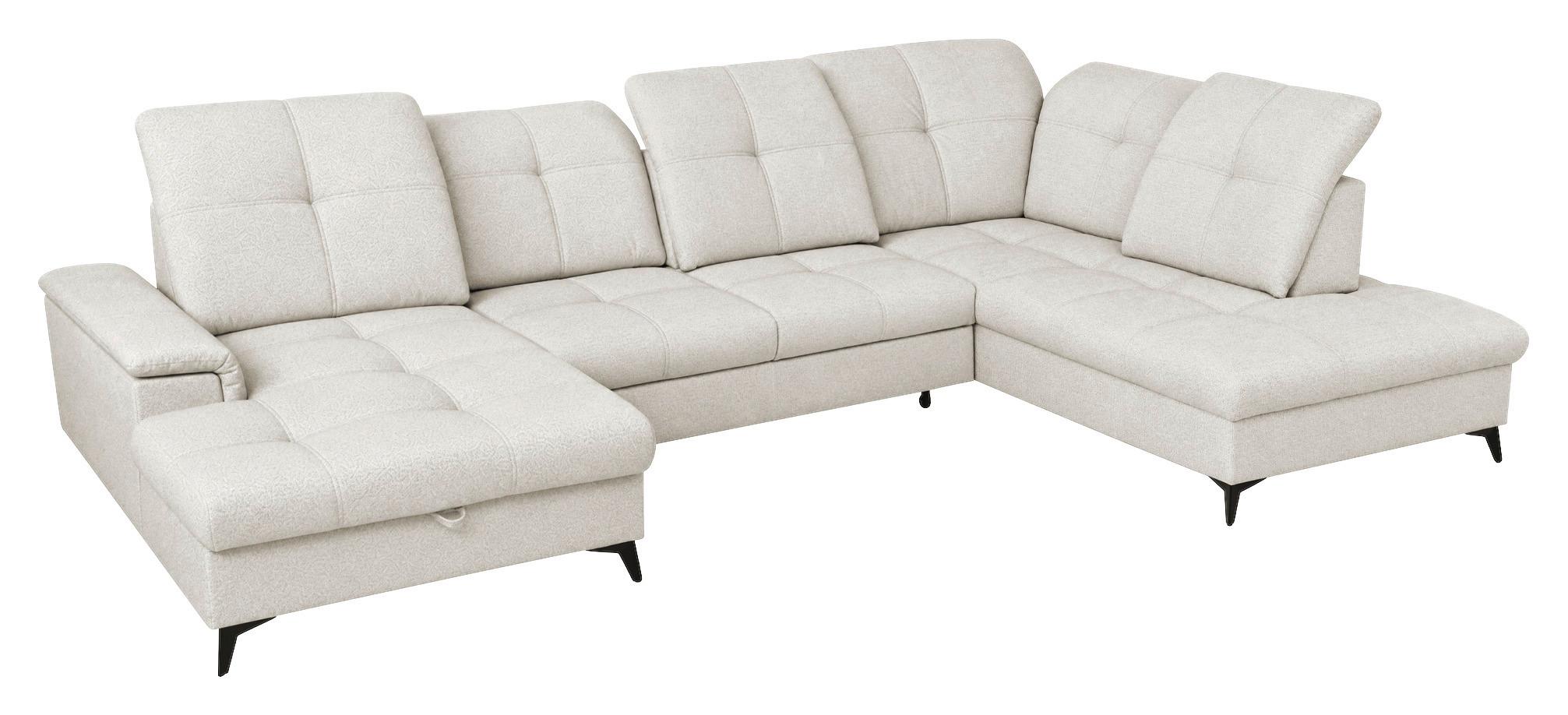 Sedacia súprava SIERRA, pravá, béžová ženilka - čierna/béžová, Modern, kov/textil (181/364/230cm)
