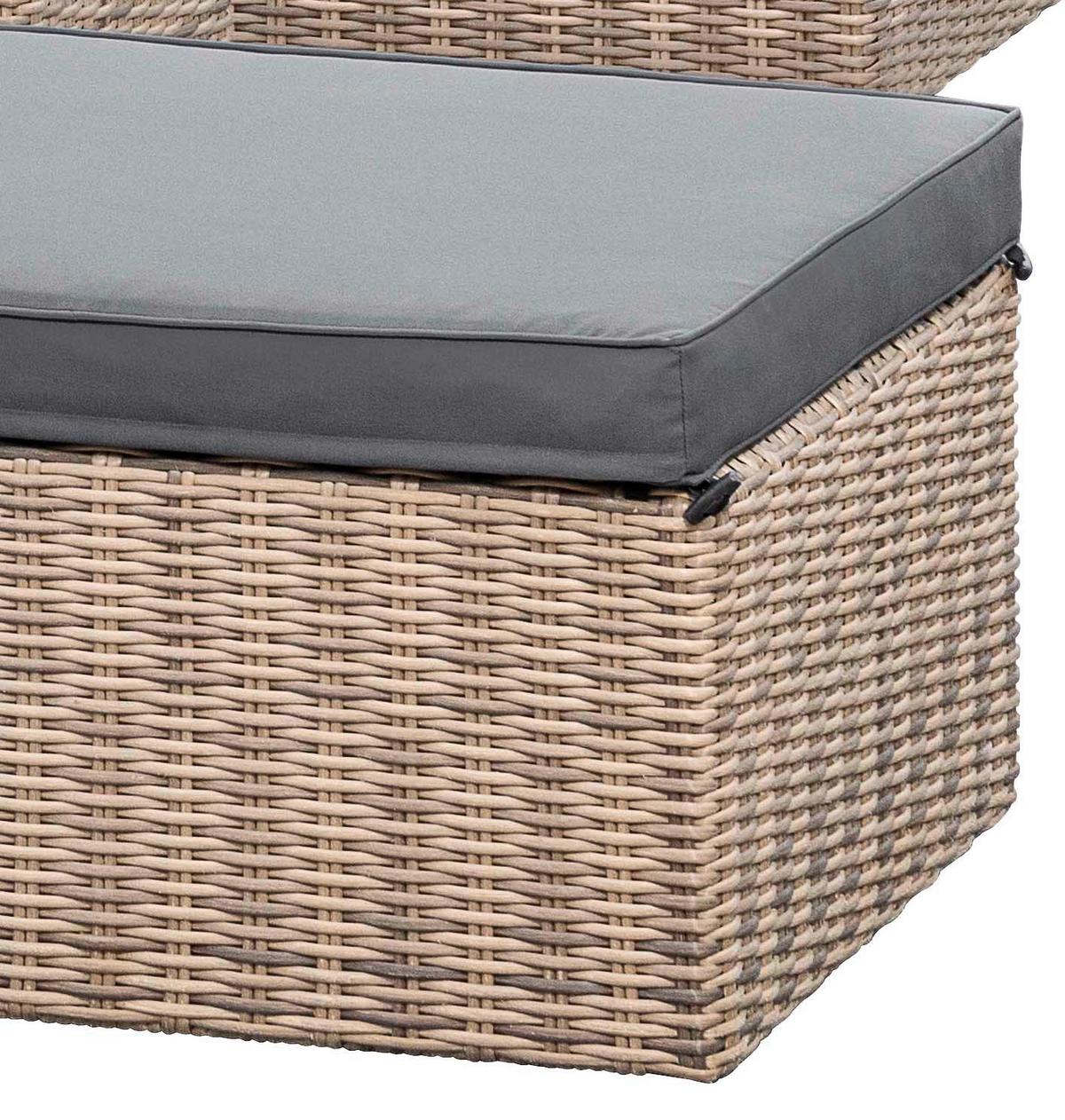 Loungegarnitur 4-Tlg. Licosa Metall/Kunststoff/Glas/Textil - Dunkelgrau/Grau, KONVENTIONELL, Glas/Kunststoff (88/65/68cm) - Gardenson