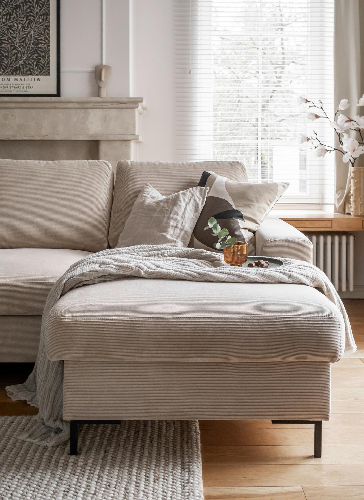 Ecksofa Lofty Lilly Beige S: 236x148cm - Beige/Schwarz, Design, Textil (236/148cm) - MID.YOU