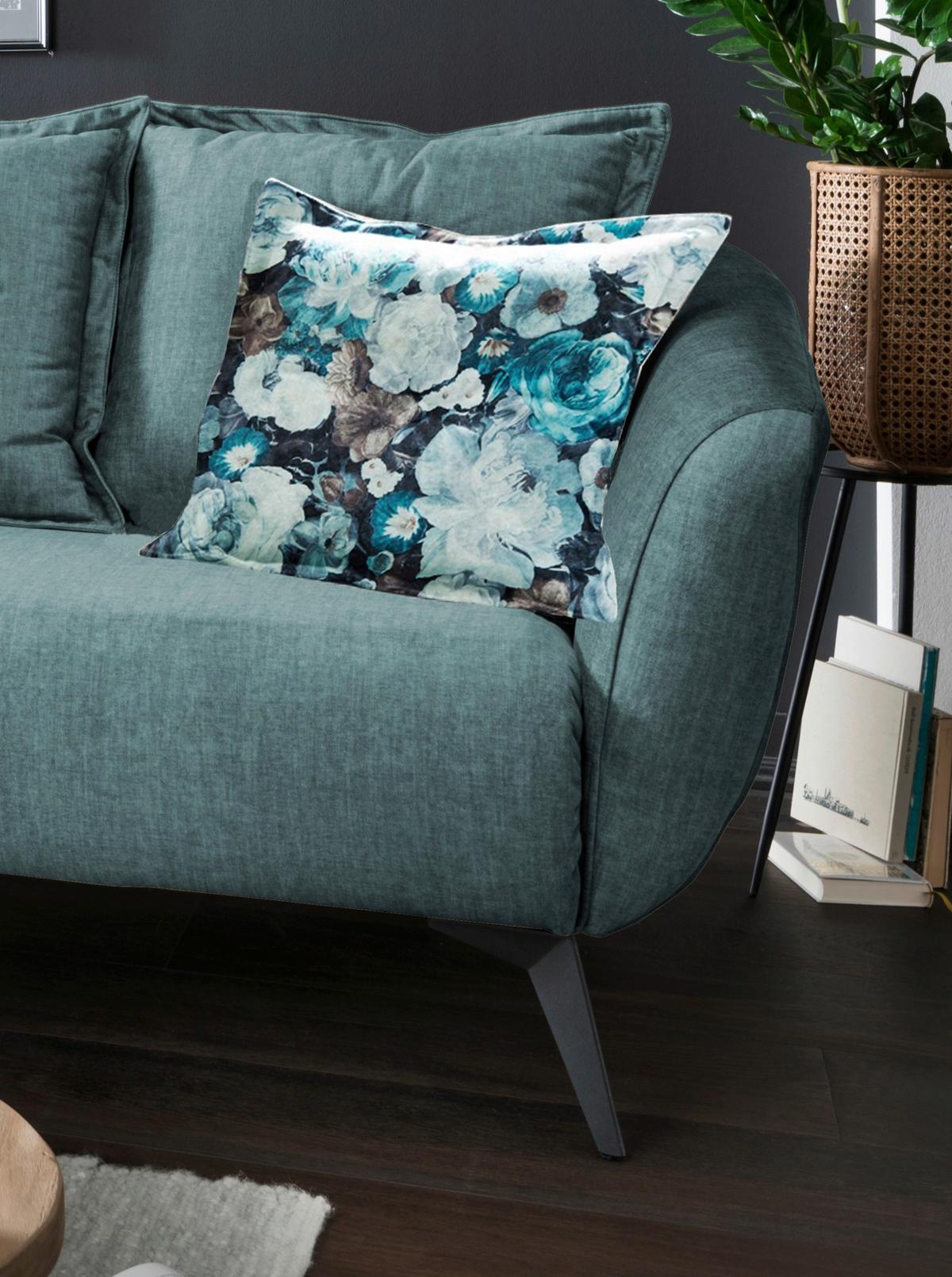 Ecksofa Baggio Mit Kissen Textil Blau/grün - Blau/Multicolor, MODERN, Holz/Textil (162/277cm) - Livetastic