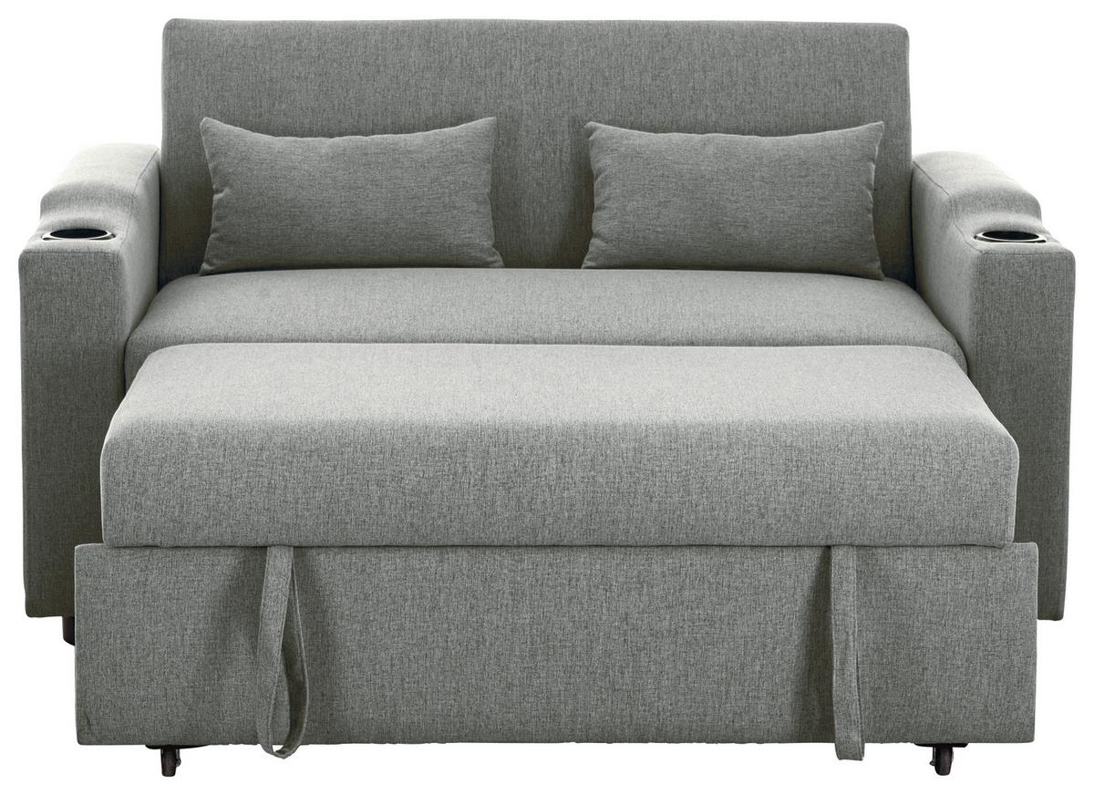 Schlafsofa Athen Dunkelgrau B: 150 cm - Dunkelgrau/Schwarz, Basics, Textil/Metall (150/91/85cm) - P & B