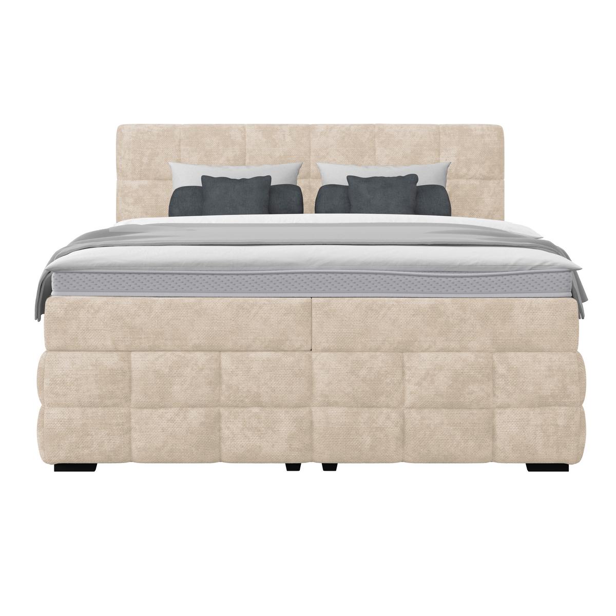 Čalouněná postel VEGA 180x200 cm, bílá - bílá/černá, Trend, dřevo/textil (180/200cm)